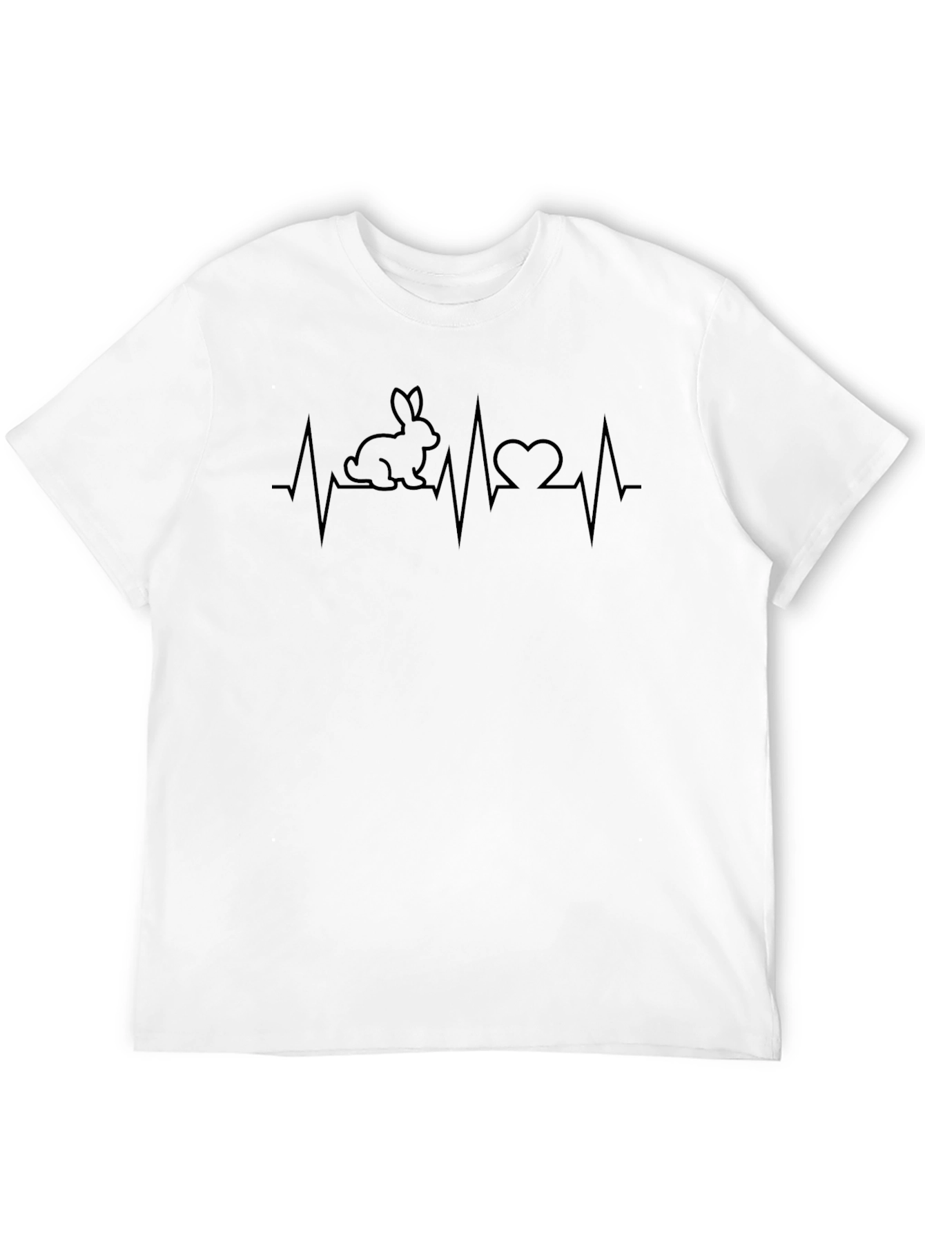 Black Bunny Heartbeat Graphic Tee - Black Unisex T-Shirt view 12