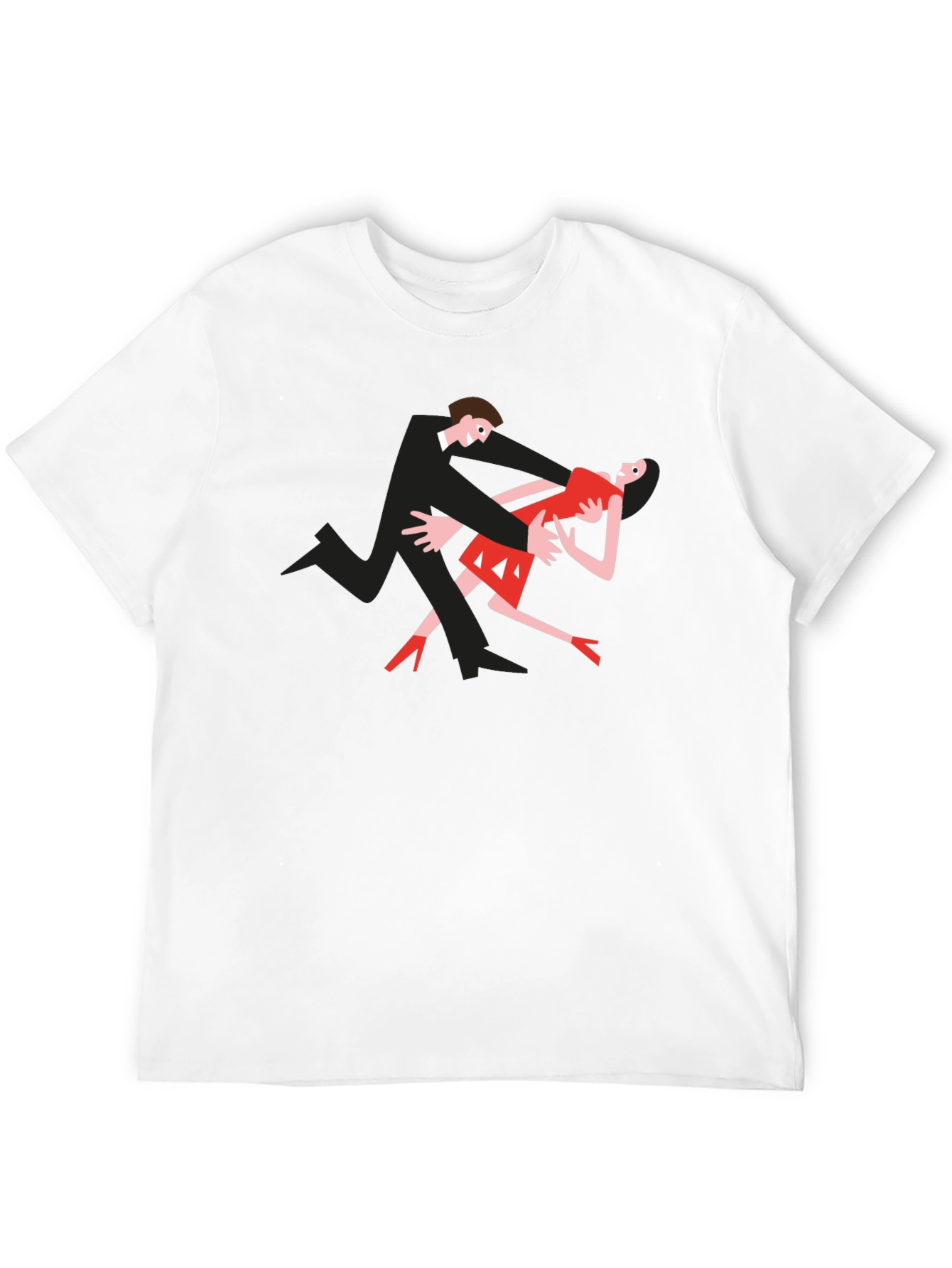 Black Dancing Couple Graphic Tee - Black Cotton T-Shirt view 12