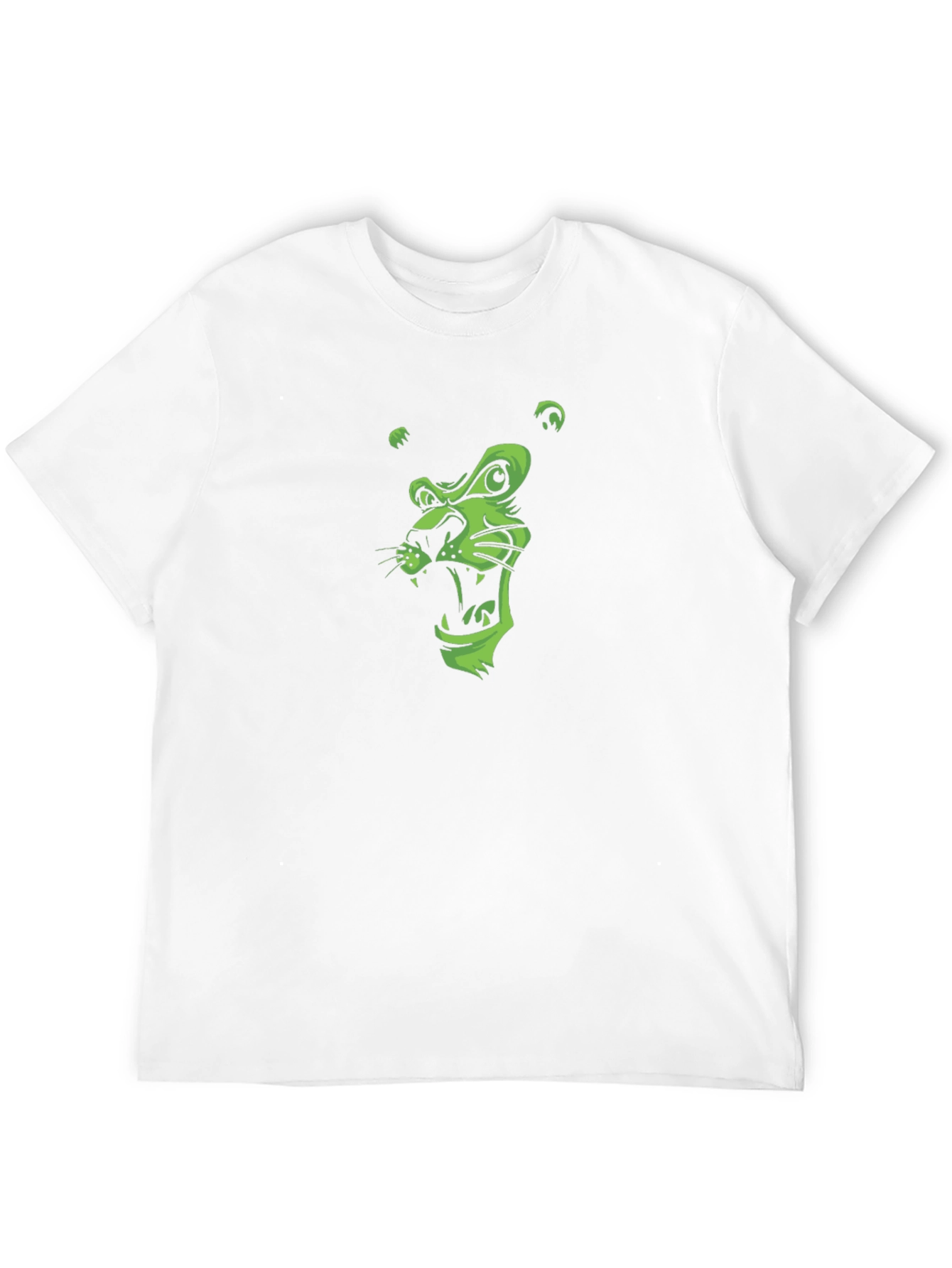 Black Men's Black T-Shirt with Green Lion Graphic view 12