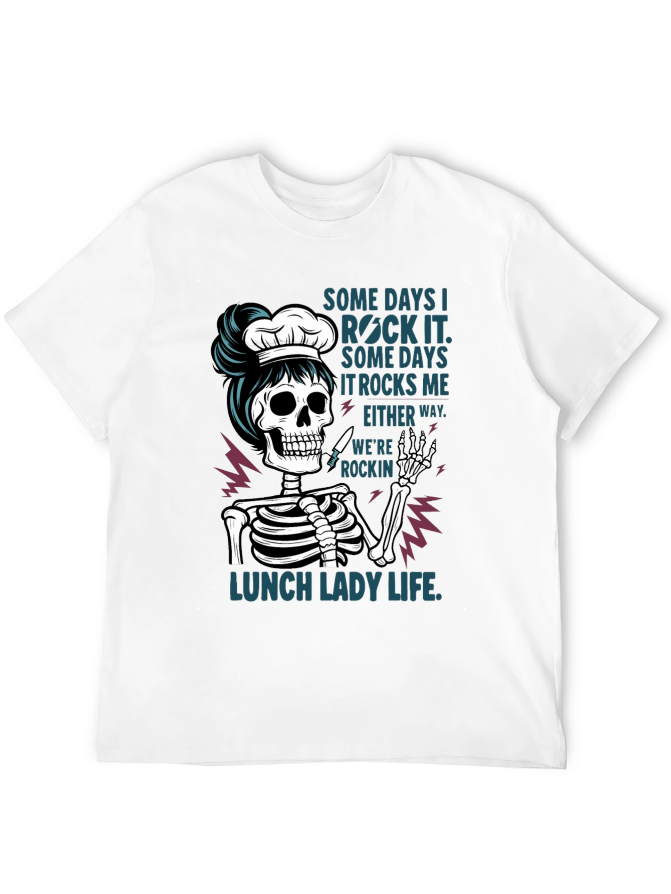 Black Lunch Lady Skeleton T-Shirt - Rockin' Life Tee view 12