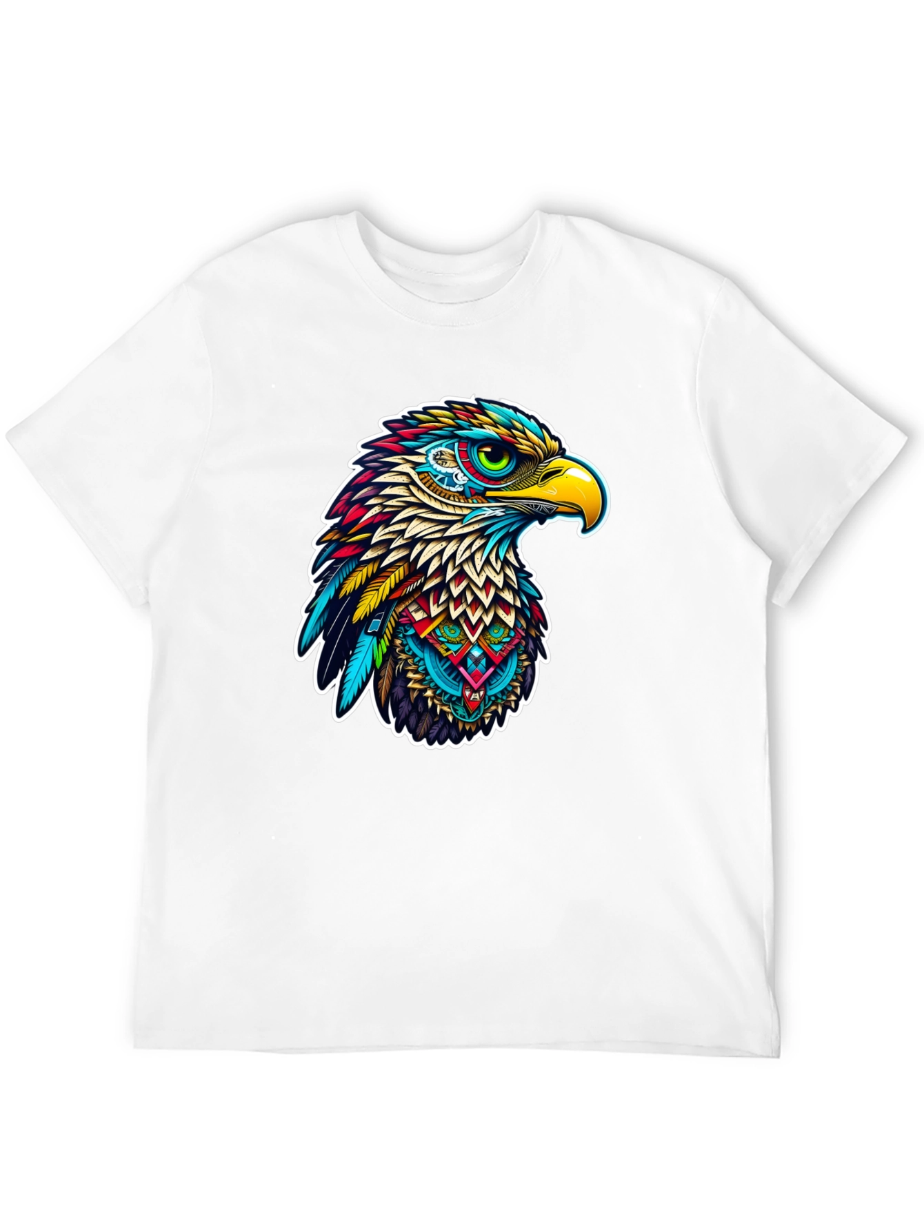 Black Vibrant Eagle Graphic Tee - Stylish Men's Black T-Shirt view 12
