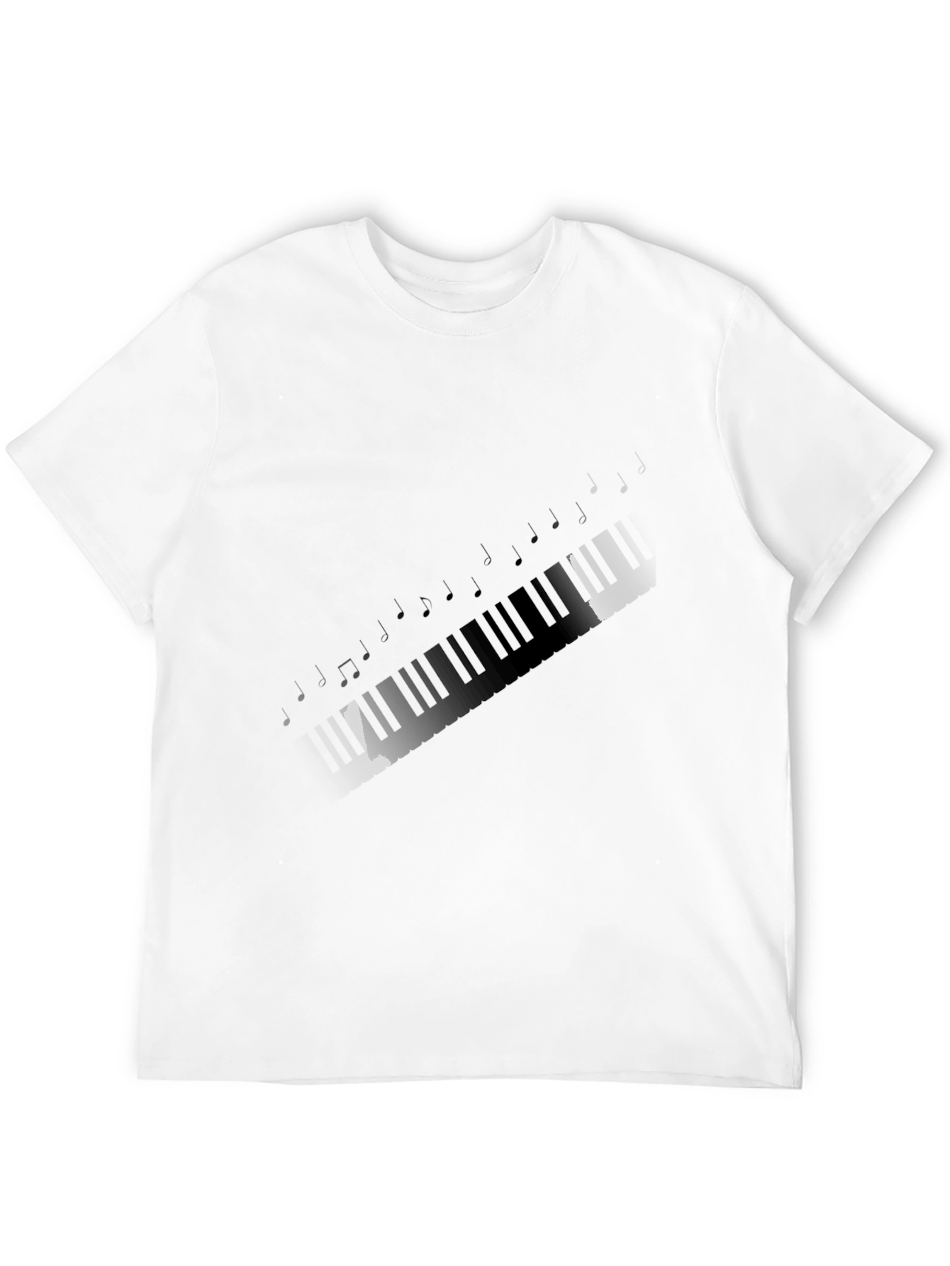 Black Musical Keyboard T-Shirt - Soft Cotton Tee view 12