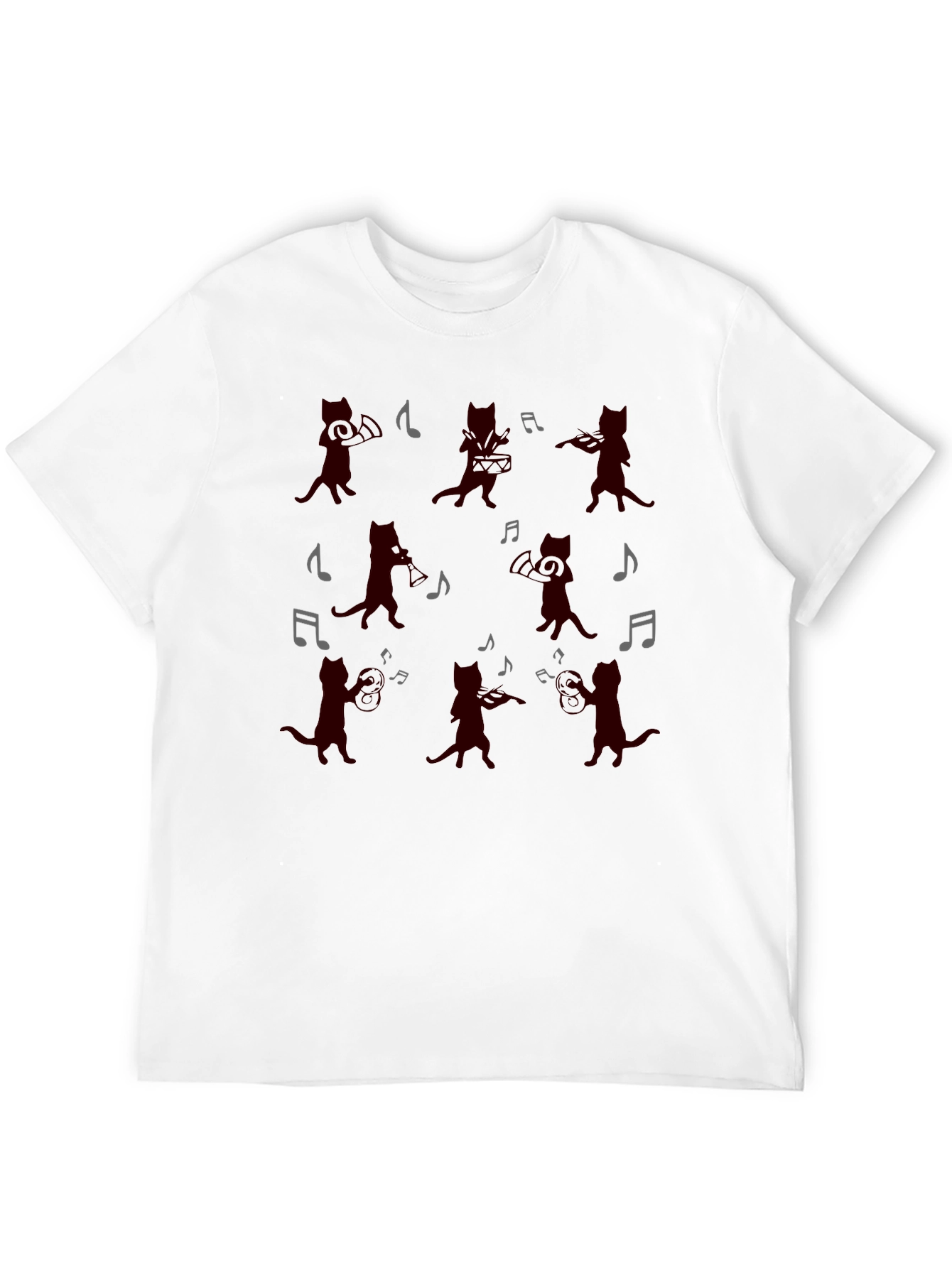 Black Musical Cats Black T-Shirt - Band of Cats Design view 12