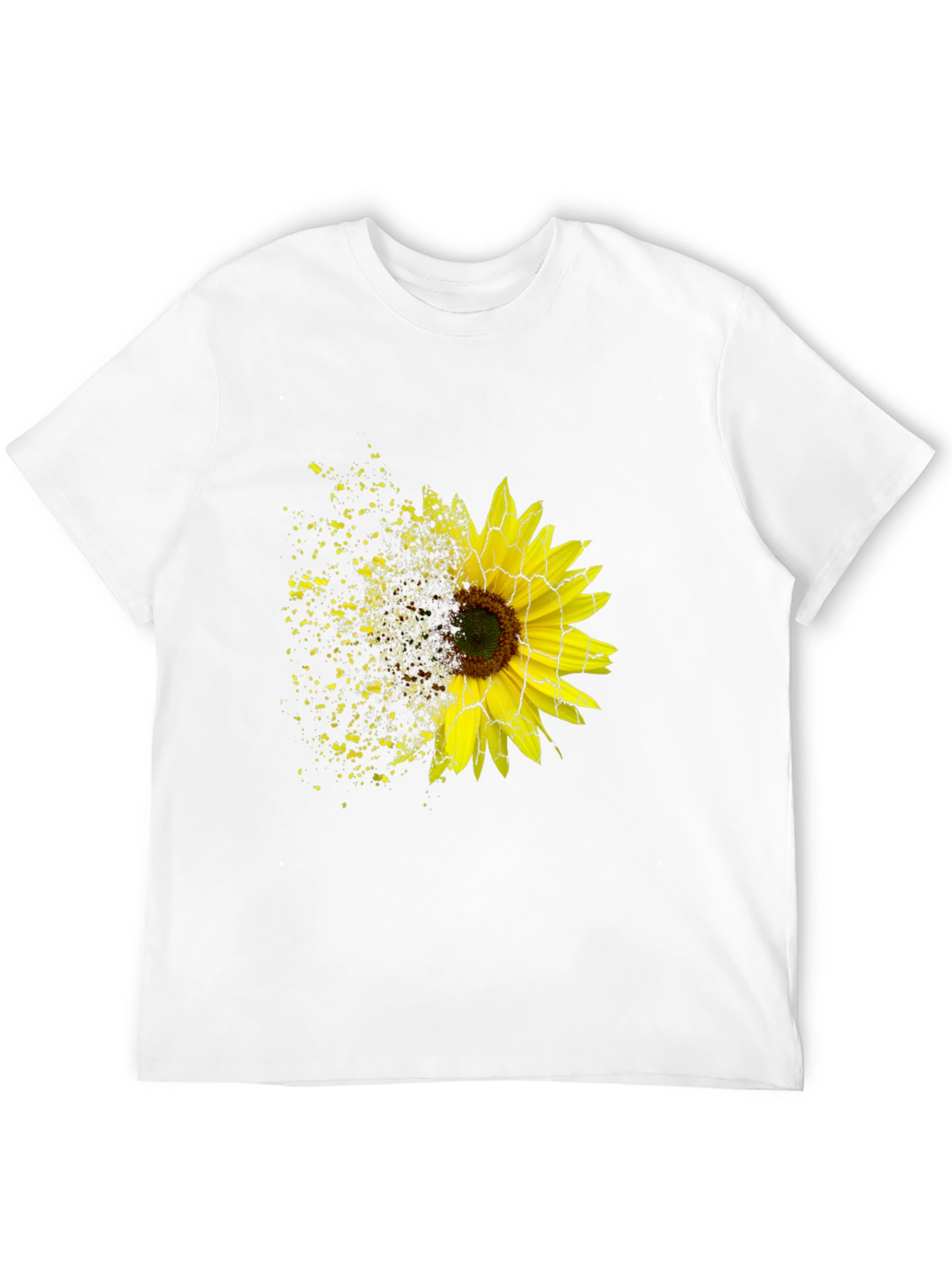 Black Sunflower Shatter Print Black T-Shirt view 12
