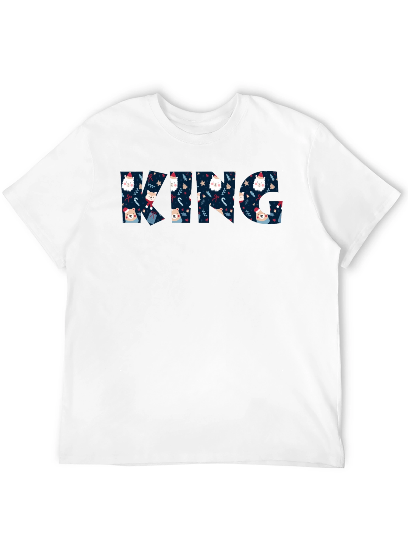 Black King Christmas Pattern Crew Neck T-Shirt view 12