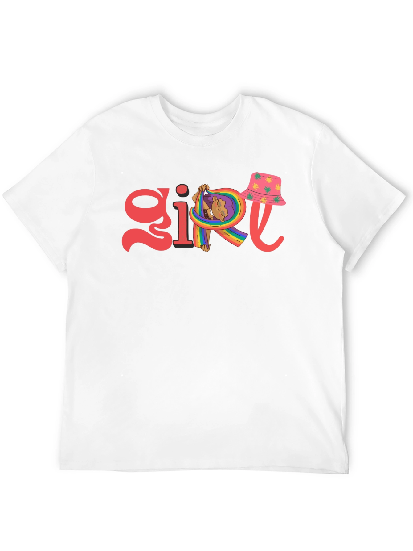 Black Girl Rainbow Graphic Tee - Black Cotton Blend view 12