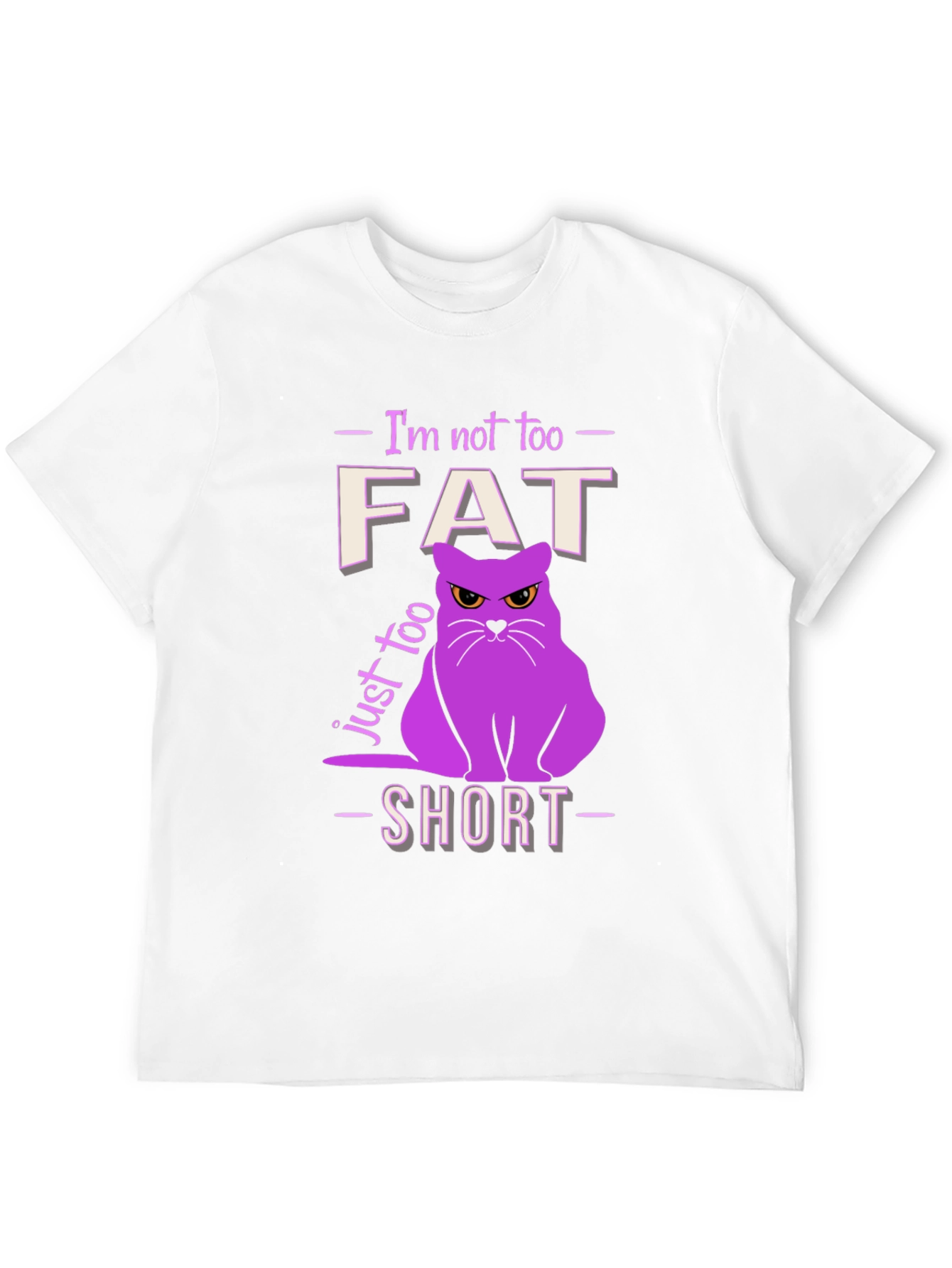 Black Funny Cat T-Shirt - Not Fat, Just Too Short! view 12
