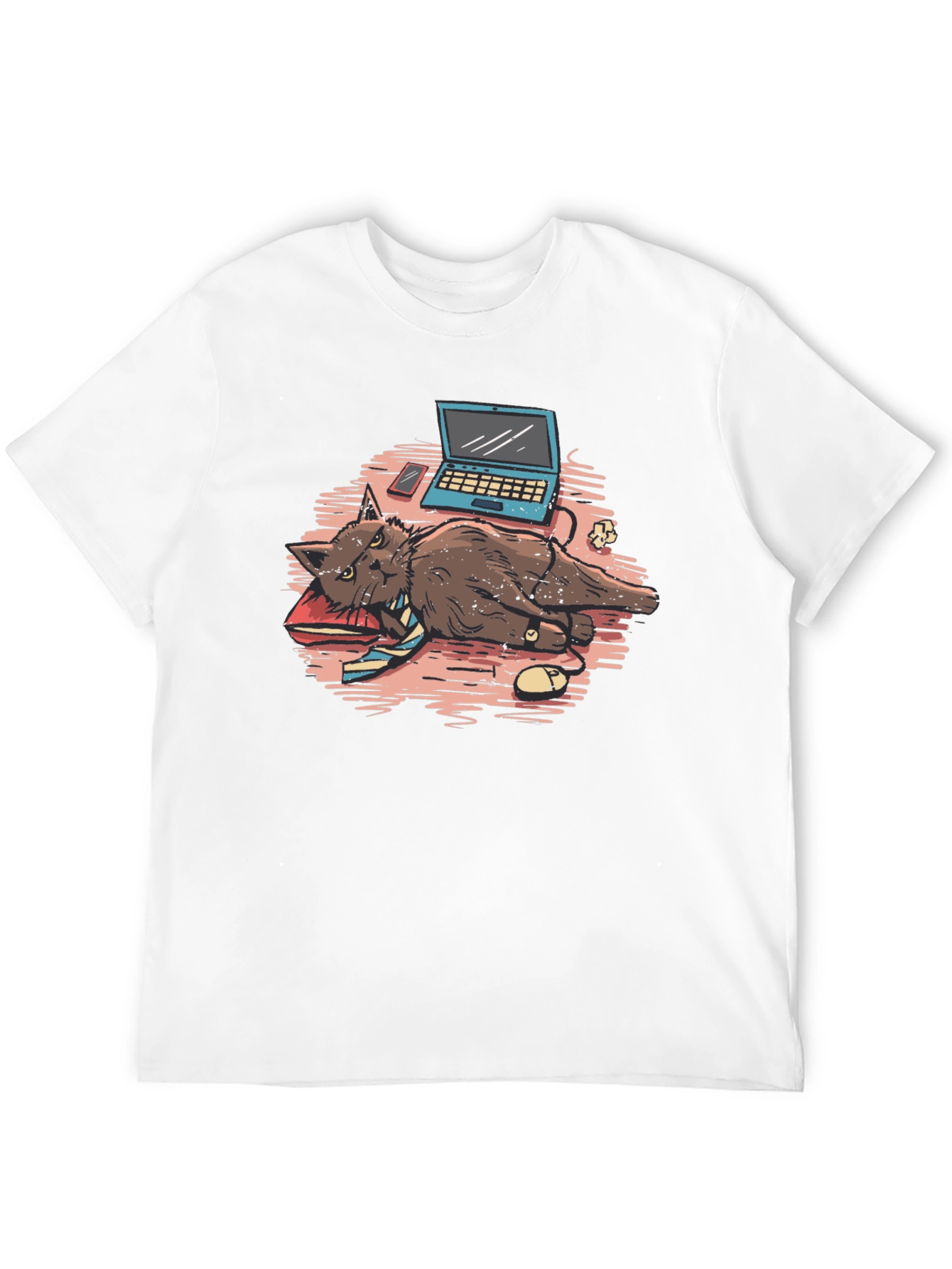 Black Work From Home Cat Graphic Tee view 12