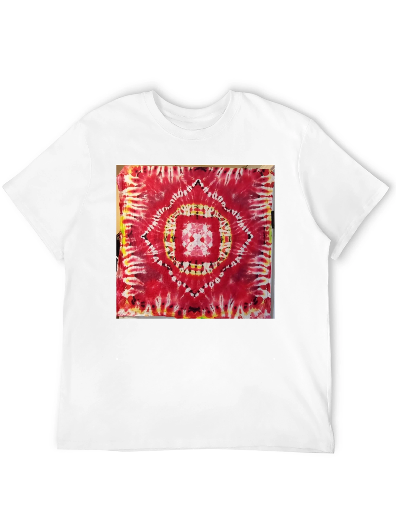 Black Red Tie-Dye Mandala Graphic Tee view 12