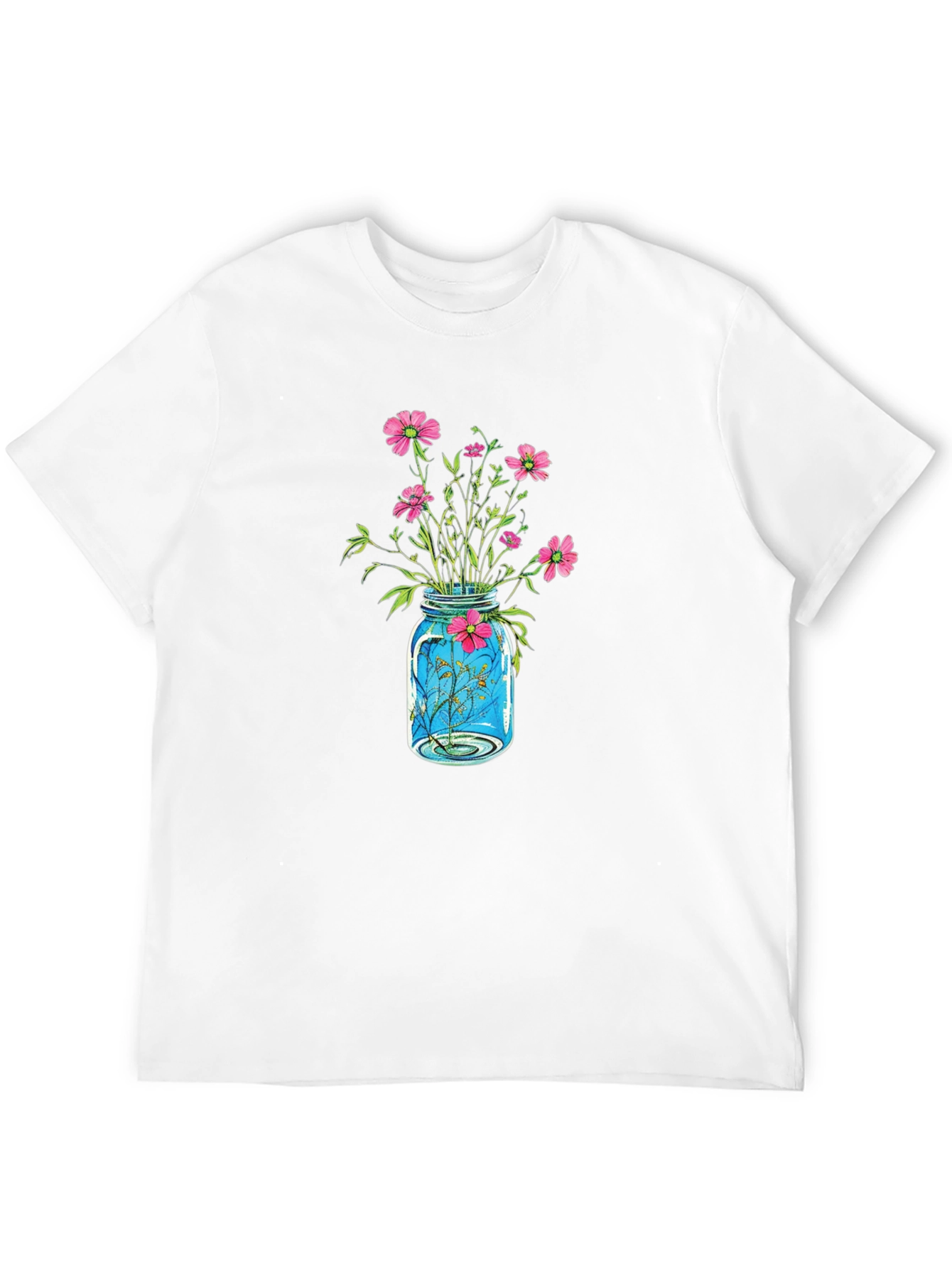 Black Floral Jar Graphic Tee - Black Casual Shirt view 12