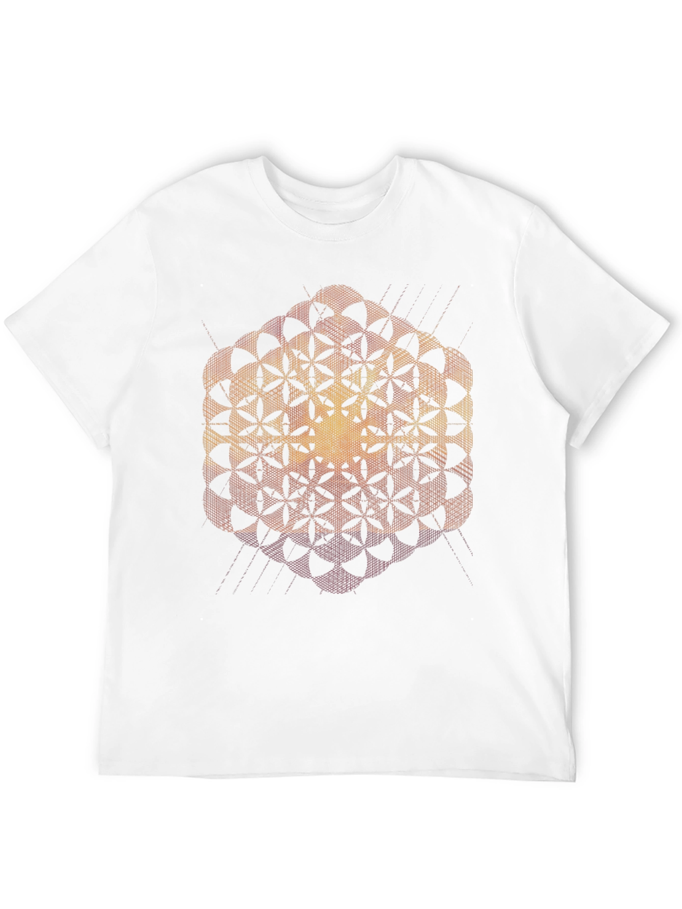 Black Geometric Flower of Life Black T-Shirt view 12