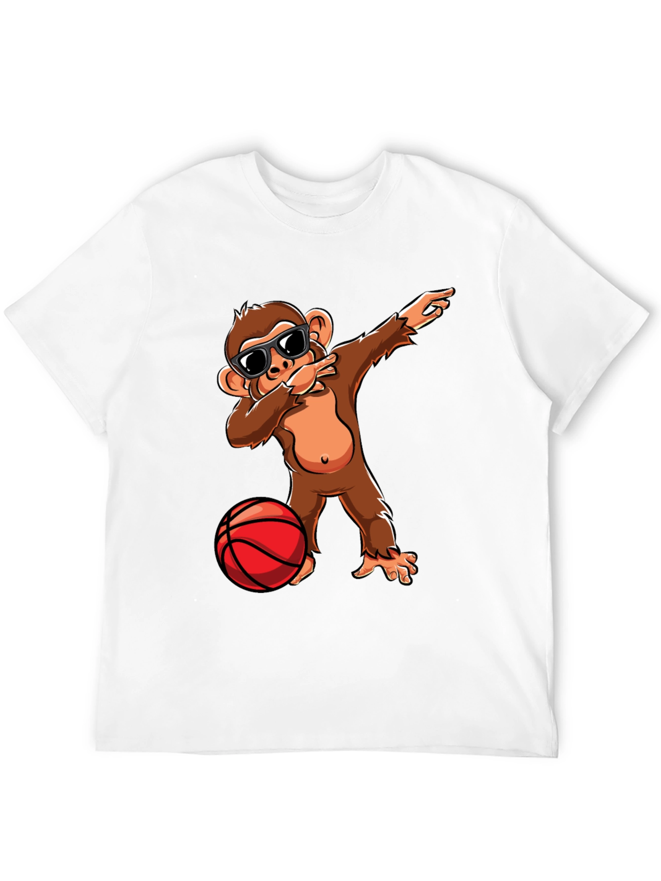 Black Monkey Dabbing with Basketball Graphic Tee view 12