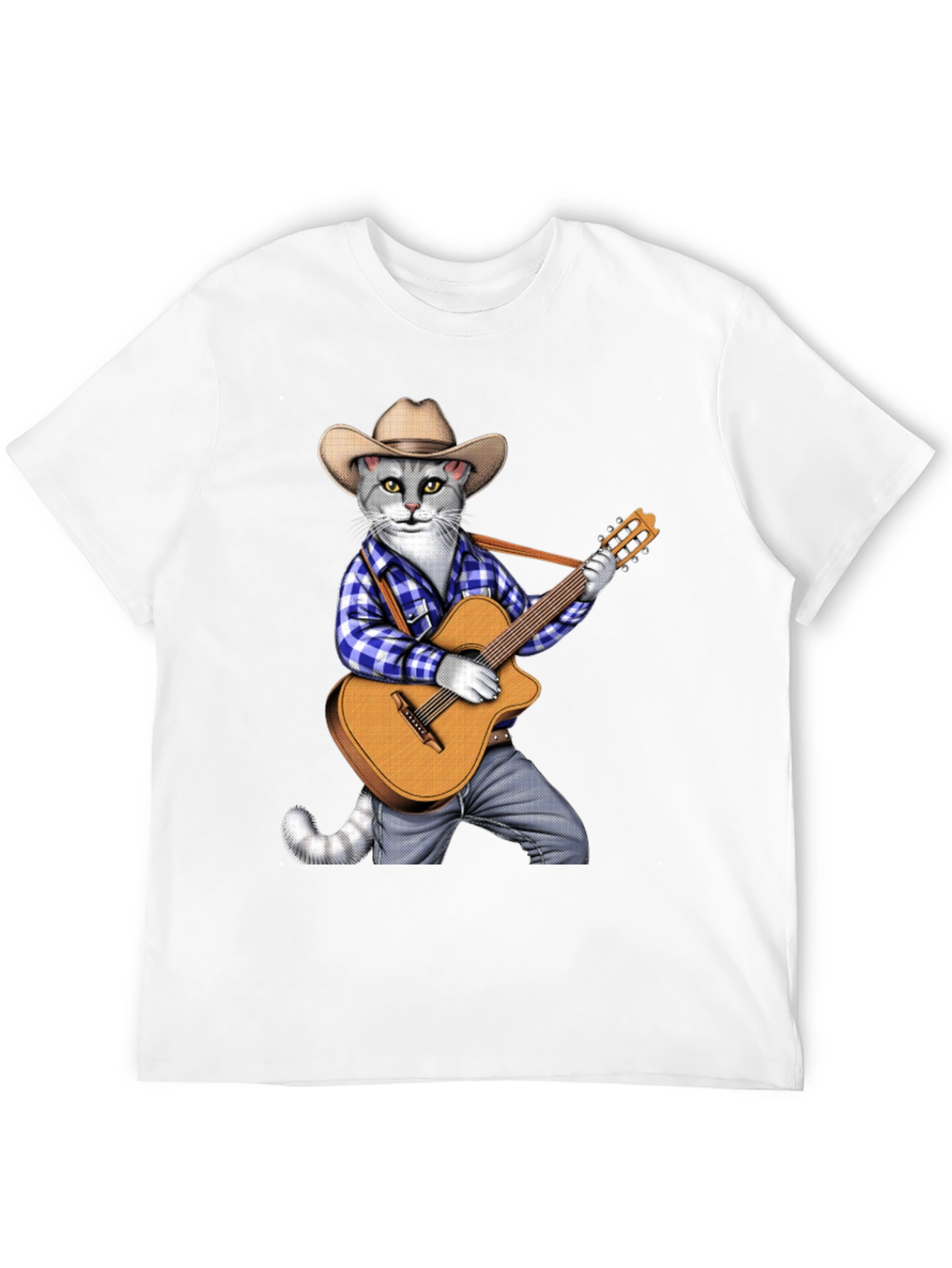 Black Cool Cat Guitarist Graphic Tee view 12