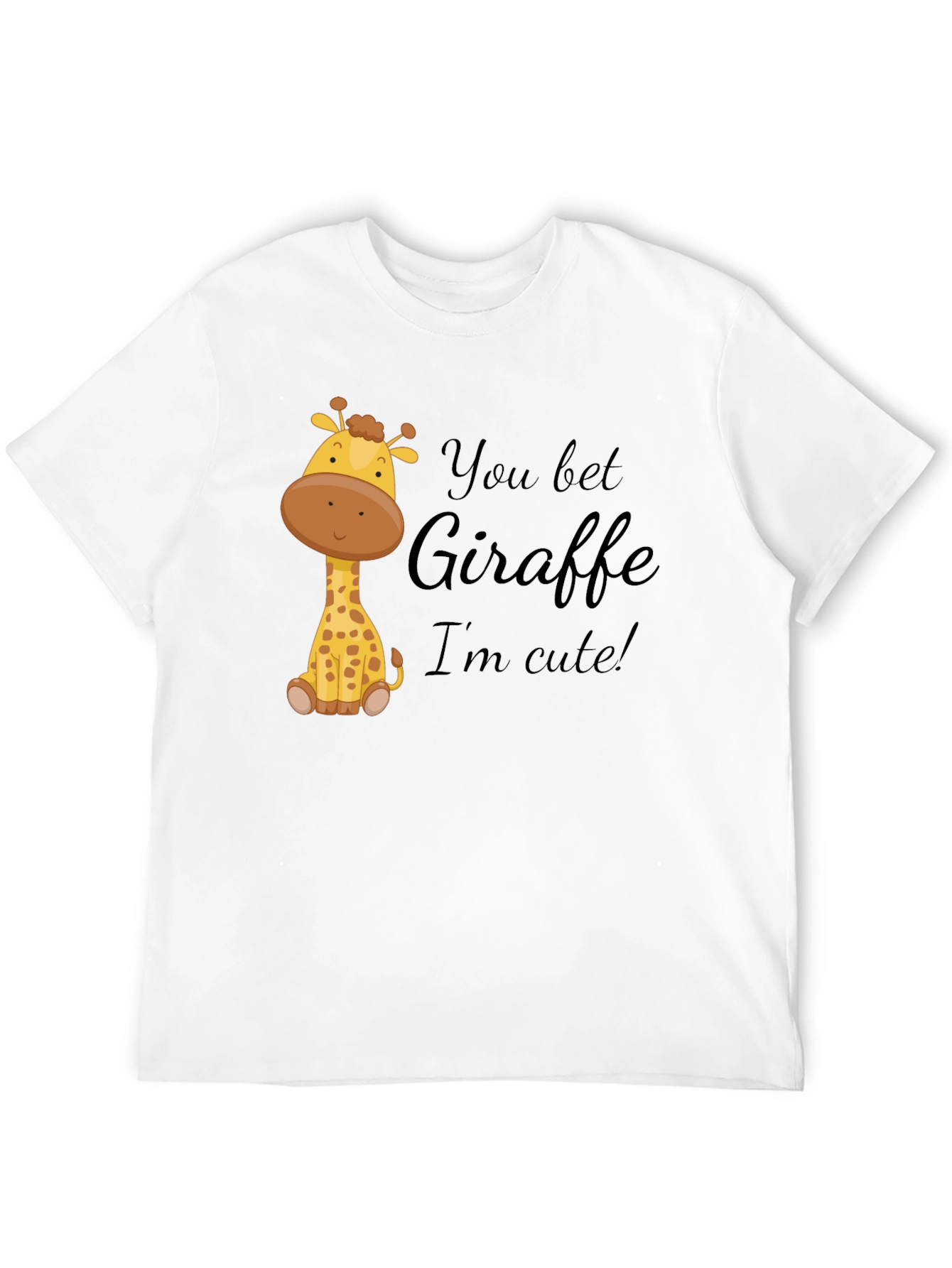 Black You Bet Giraffe I'm Cute! Black Cotton Tee view 12