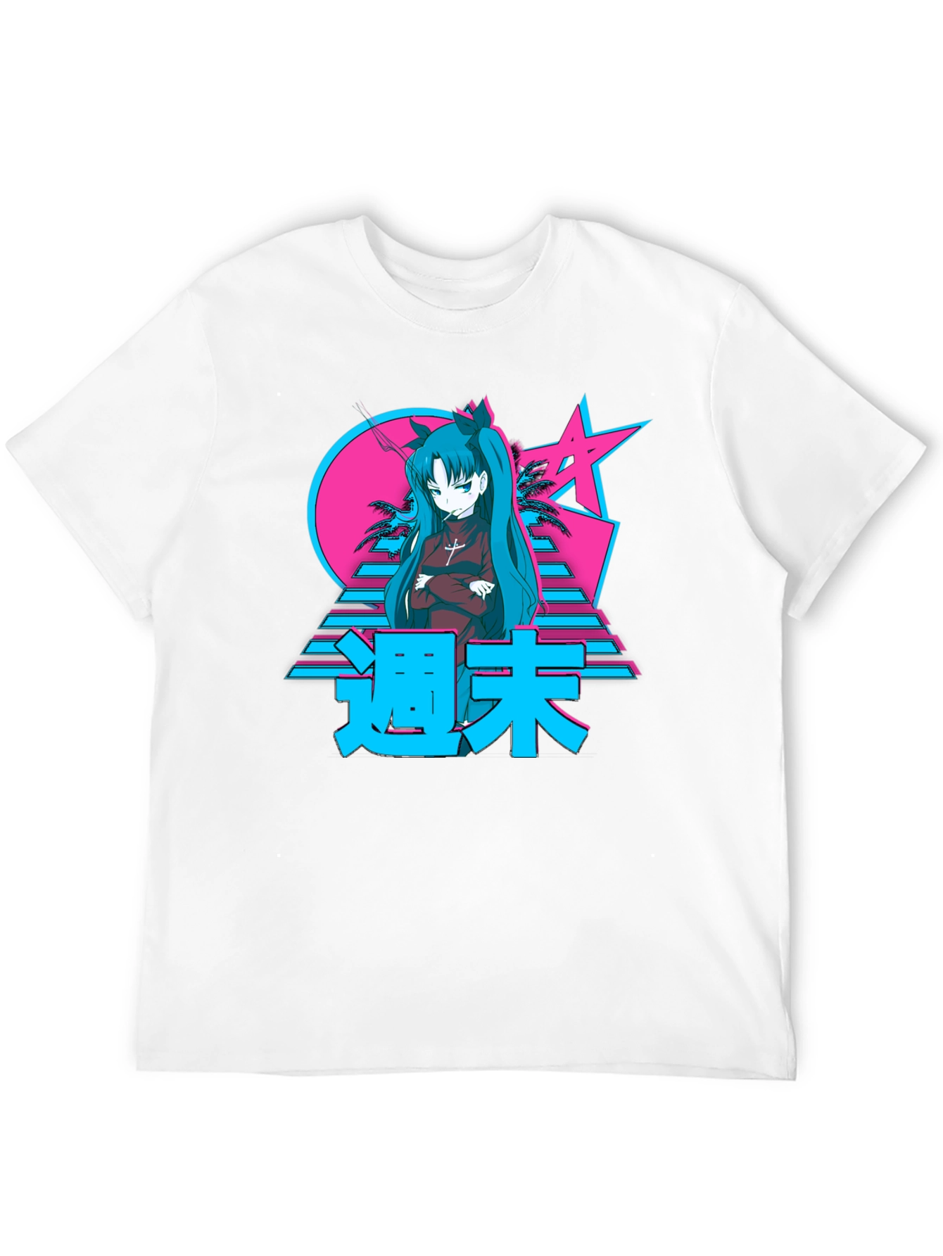 Black Retro Anime Graphic T-Shirt view 12