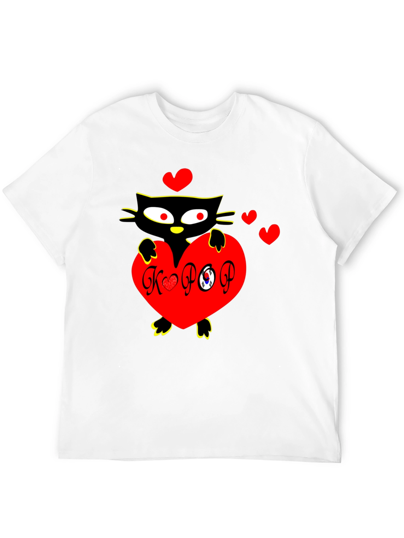 Black K-POP Cat Heart Graphic Tee view 12