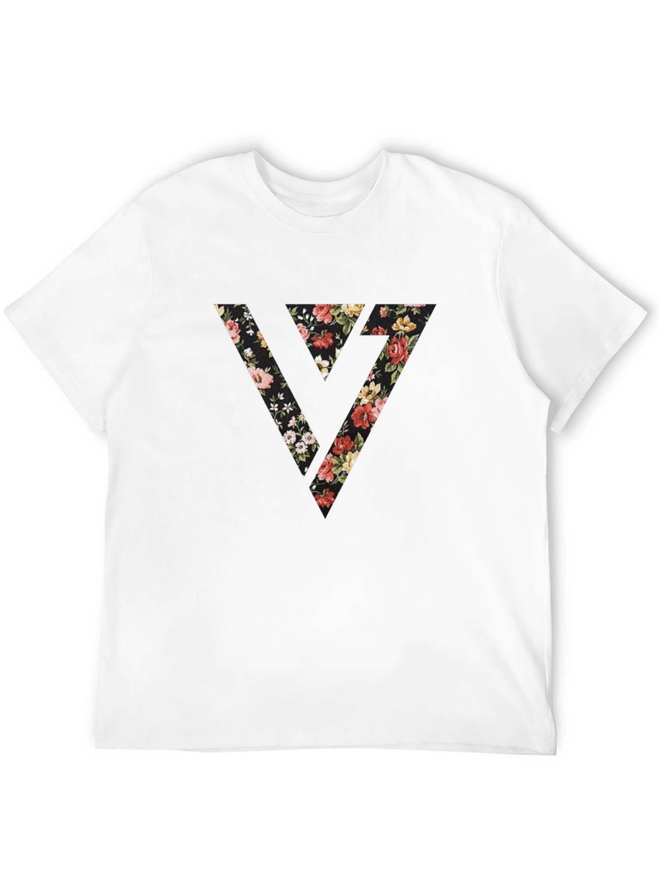 Black Floral Triangle Graphic Black Tee view 12