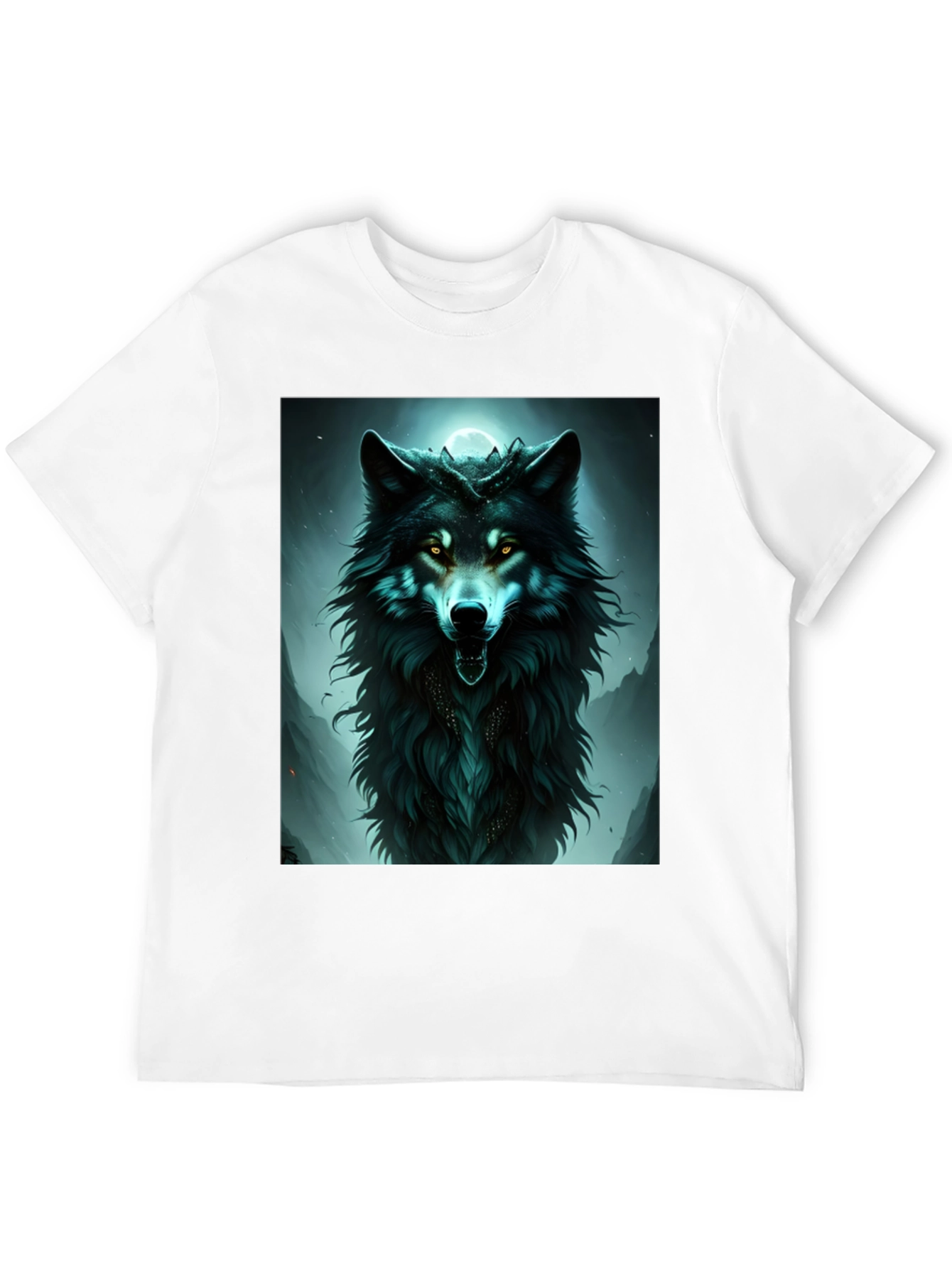 Black Mystic Wolf Graphic Tee - Black Cotton Comfort view 12