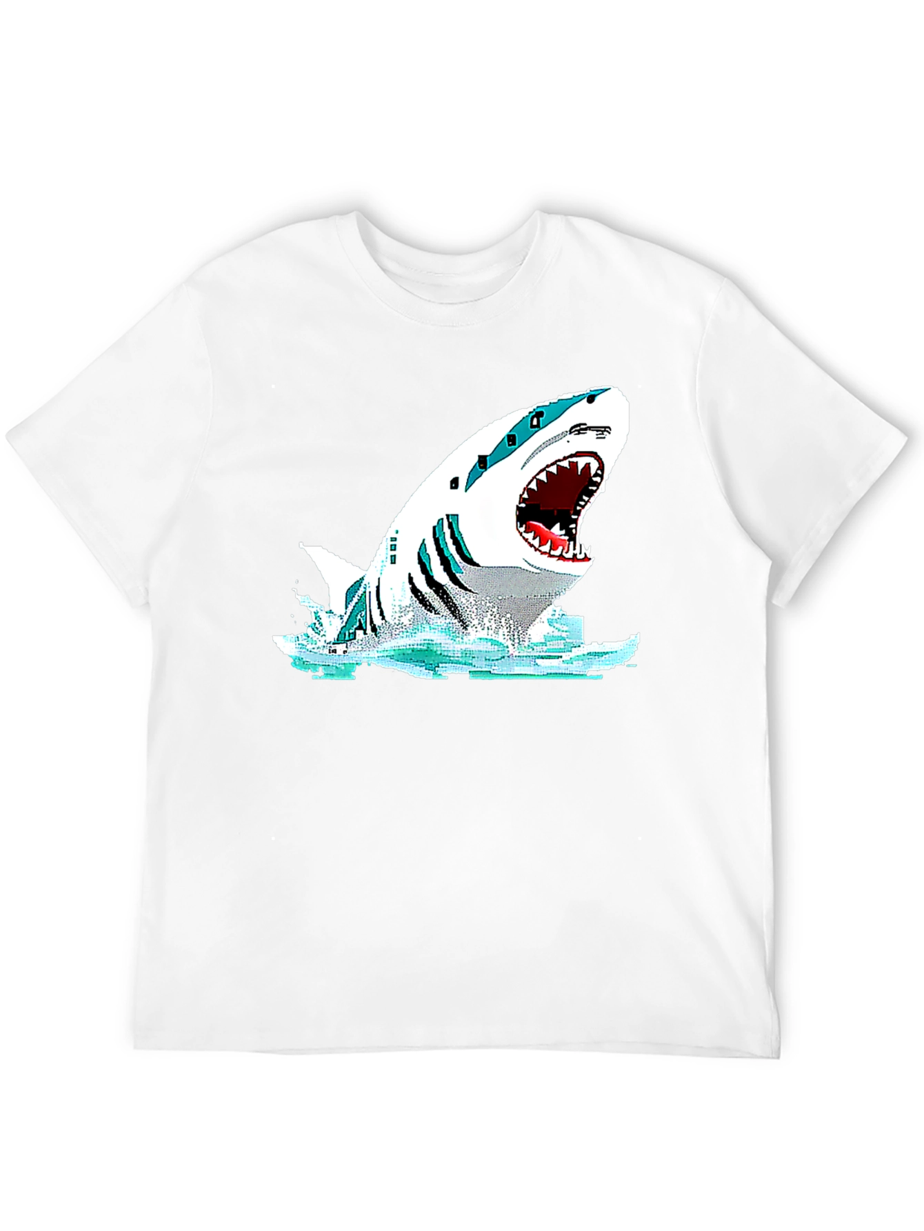 Shark Graphic Black T-Shirt - Pixelated Design - 12