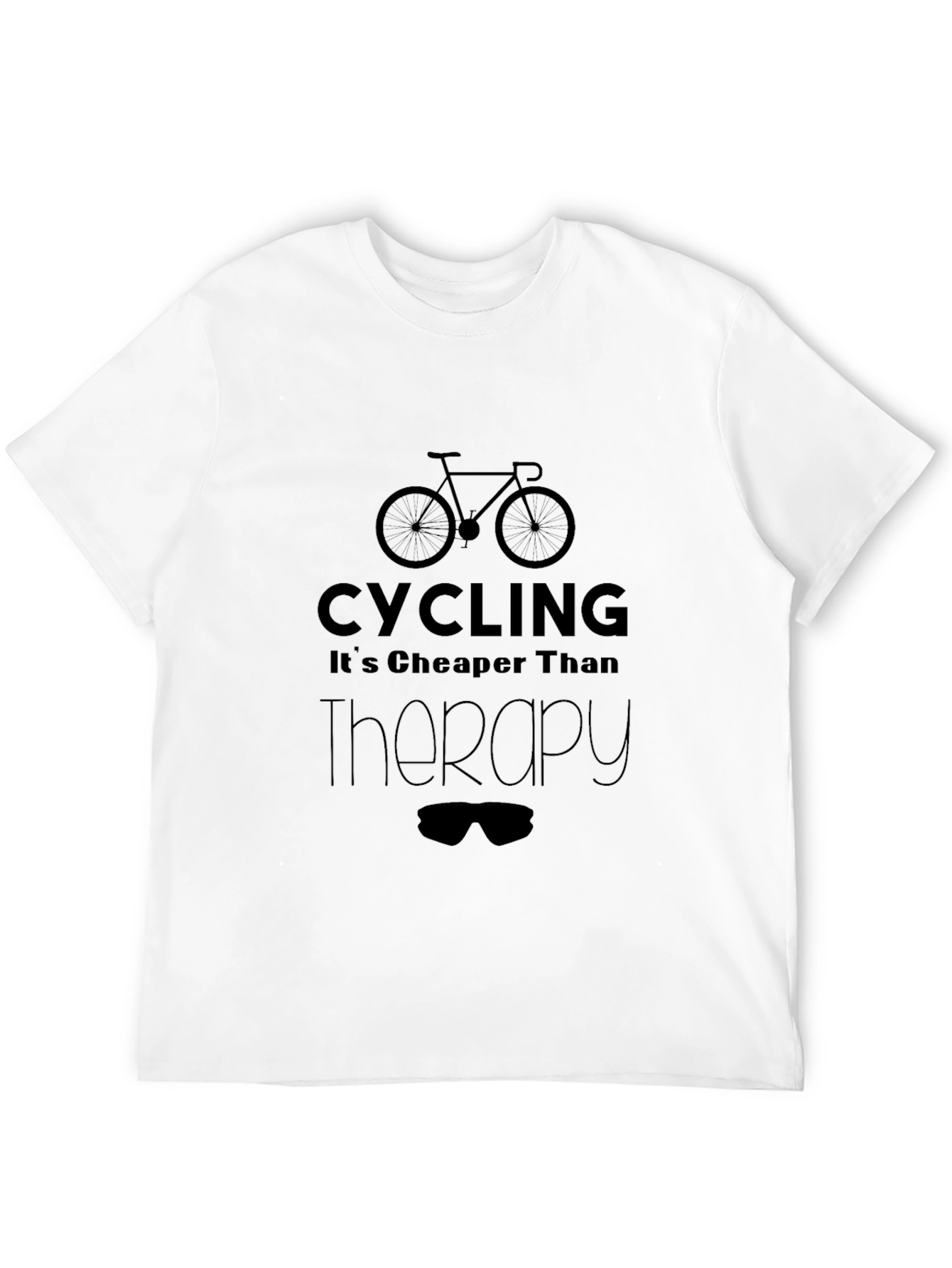 Black Cycling is Cheaper Than Therapy Black T-Shirt view 12