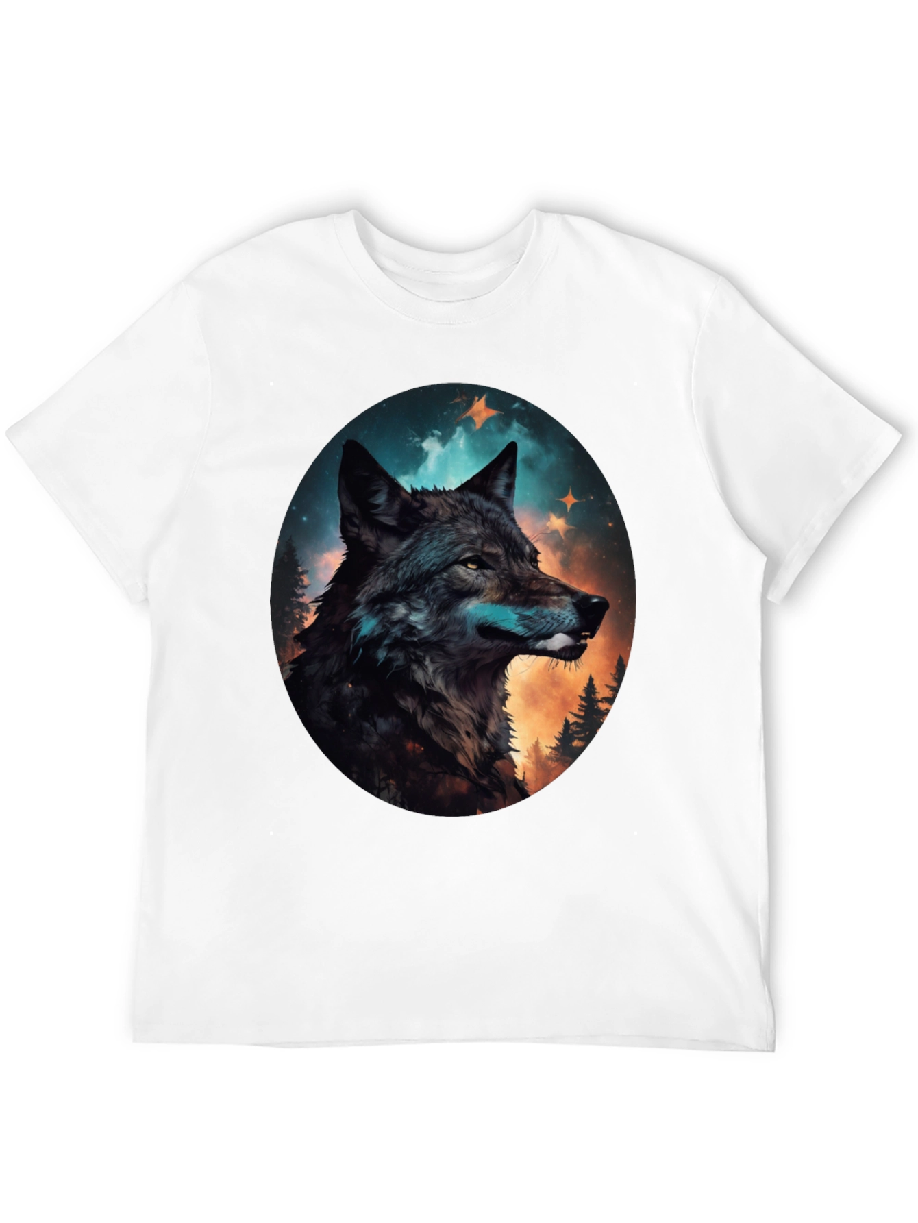 Black Wolf Graphic Print Crew Neck T-Shirt view 12