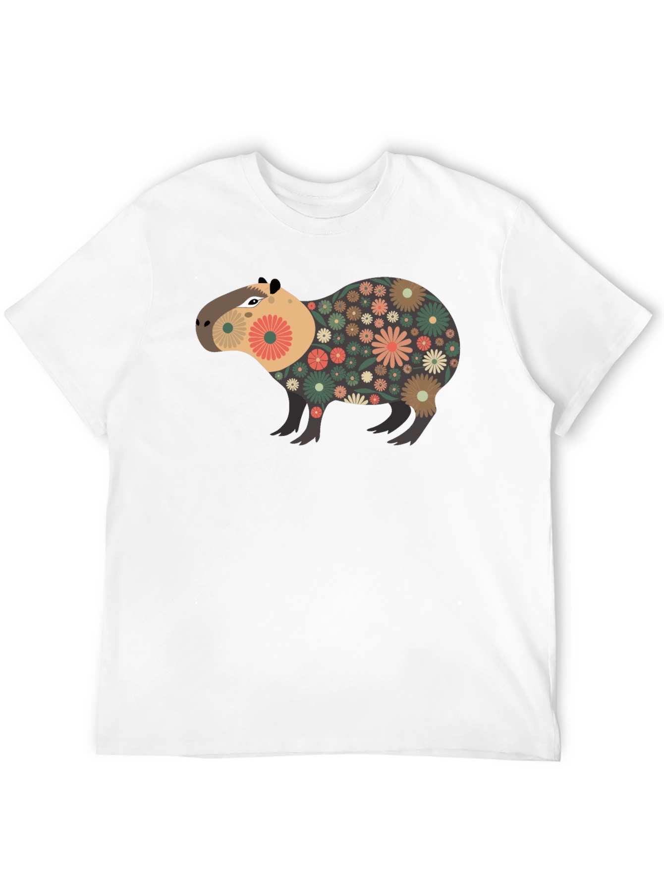Black Floral Capybara Graphic Tee - Unique Design view 12
