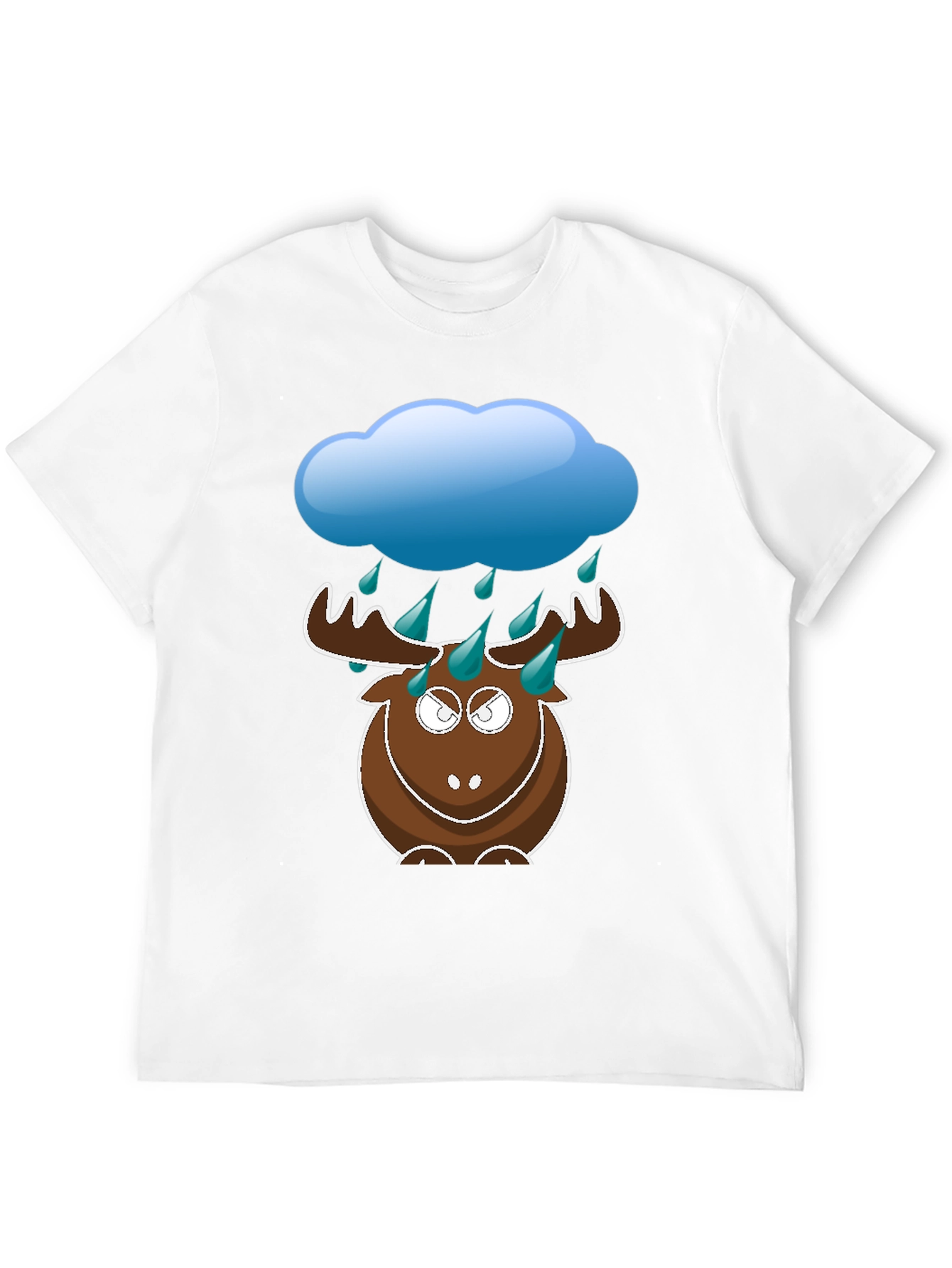 Black Humorous Rainy Moose Black T-Shirt view 12
