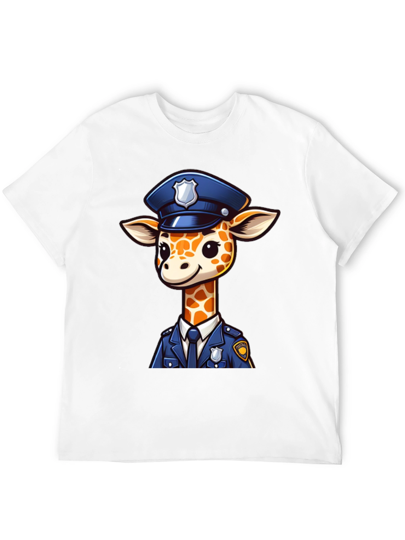 Black Giraffe Police Officer Black T-Shirt view 12