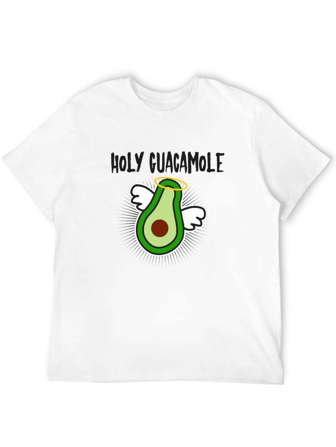 Black Holy Guacamole T-Shirt - Funny Avocado Angel Graphic Tee view 12