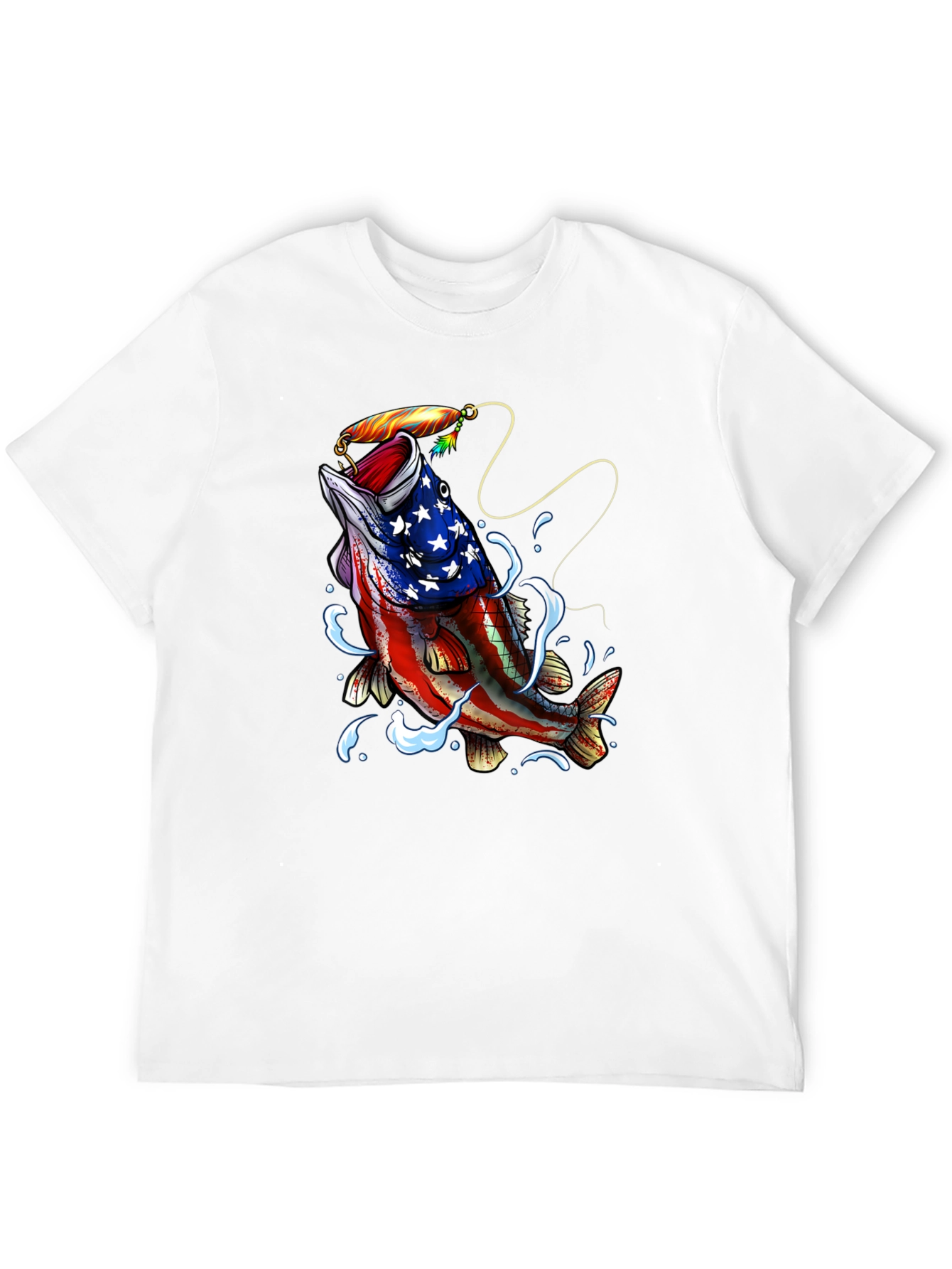 Black American Flag Bass Fishing Graphic T-Shirt view 12