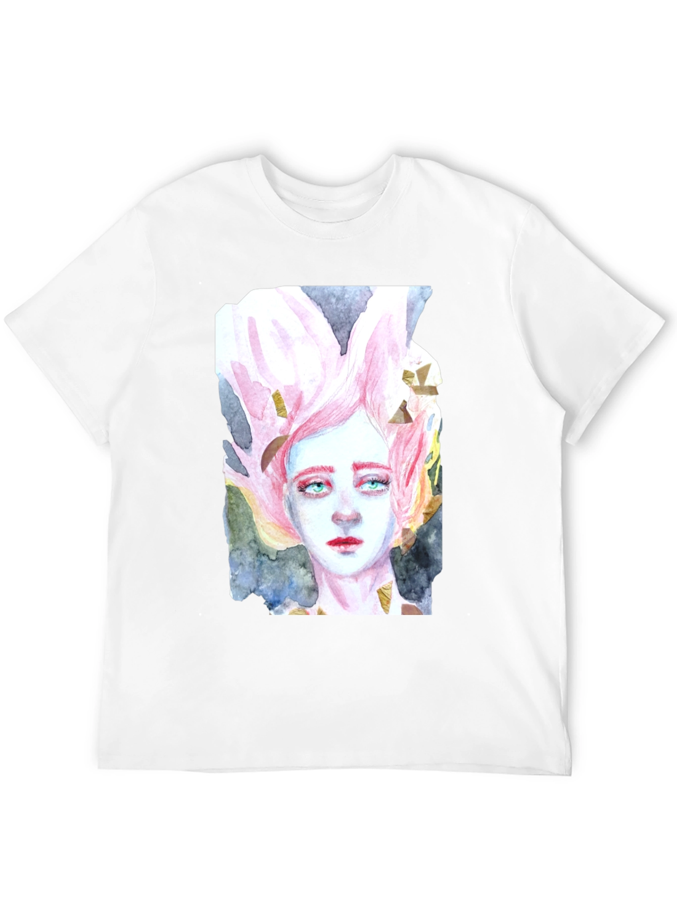 Black Watercolor Portrait Graphic T-Shirt view 12