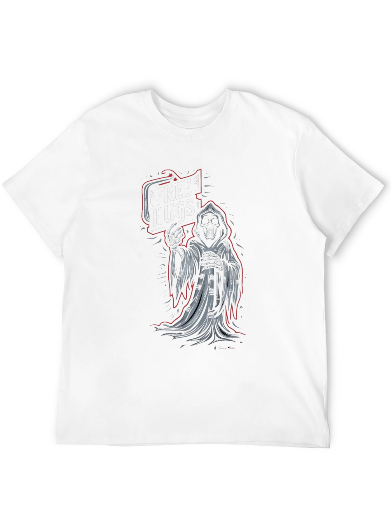 Black Free Hugs Grim Reaper Graphic T-Shirt - Black view 12
