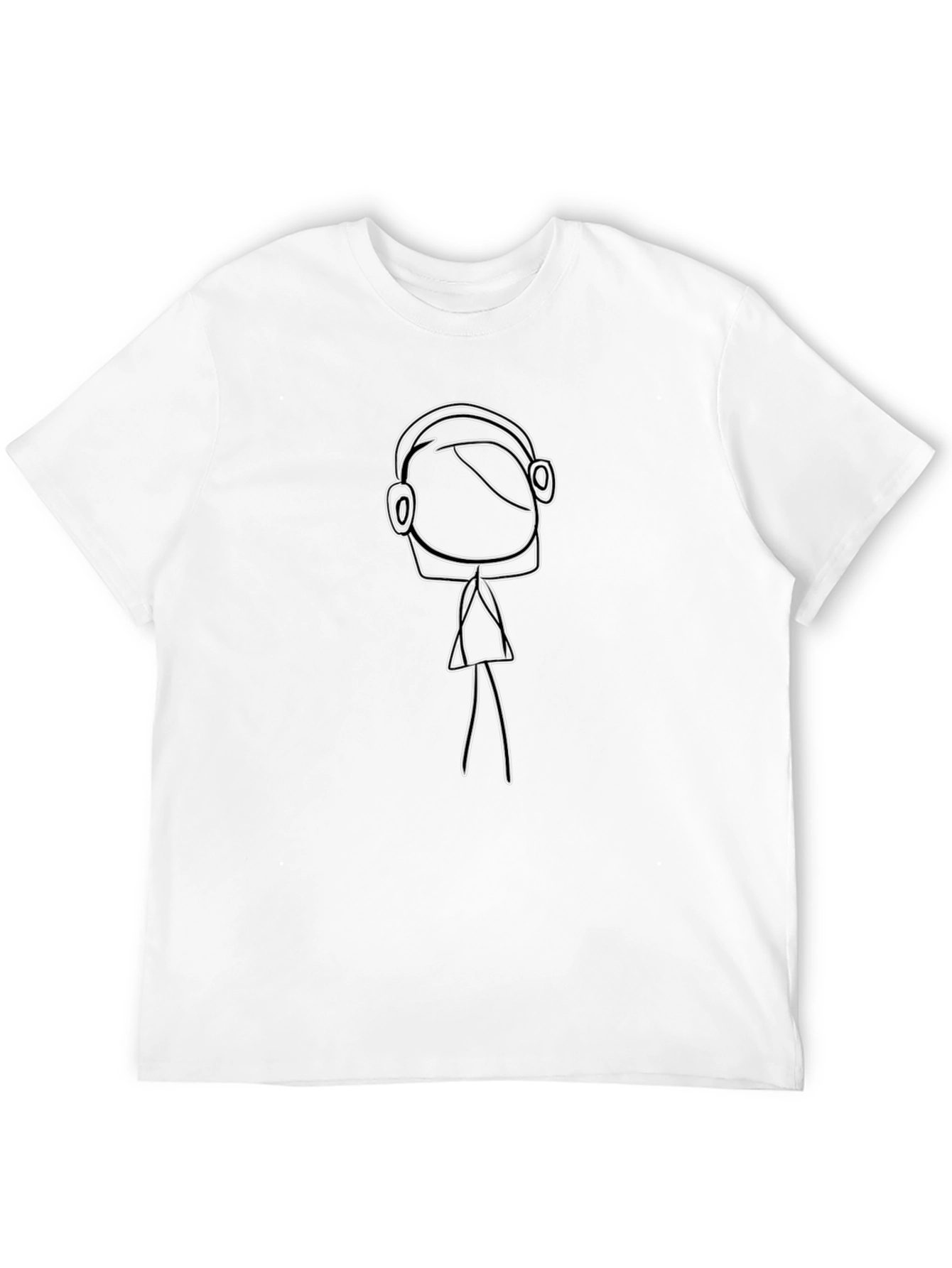 Black Cool Cartoon Stick Figure DJ Black T-Shirt view 12