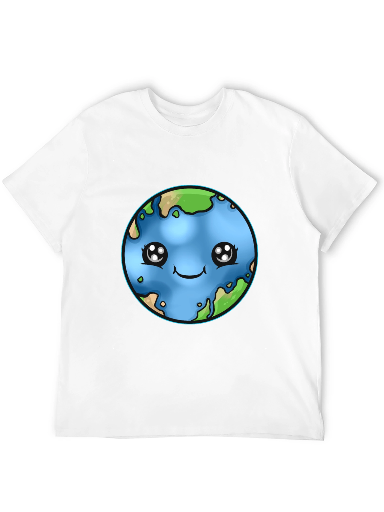 Black Cute Earth Kawaii T-Shirt view 12