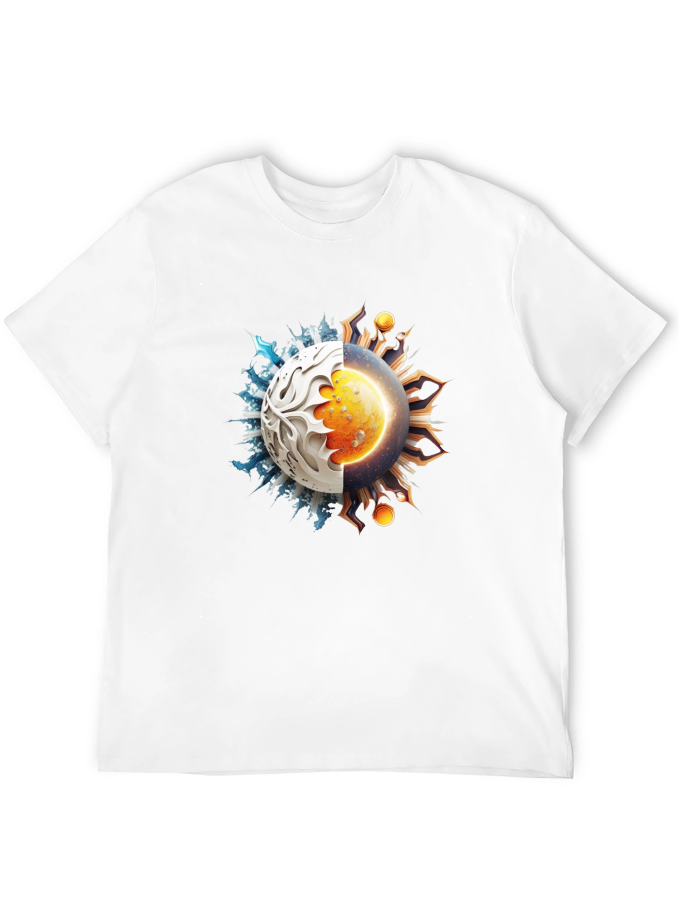 Black Yin Yang Sun and Ice Planet Graphic Tee view 12