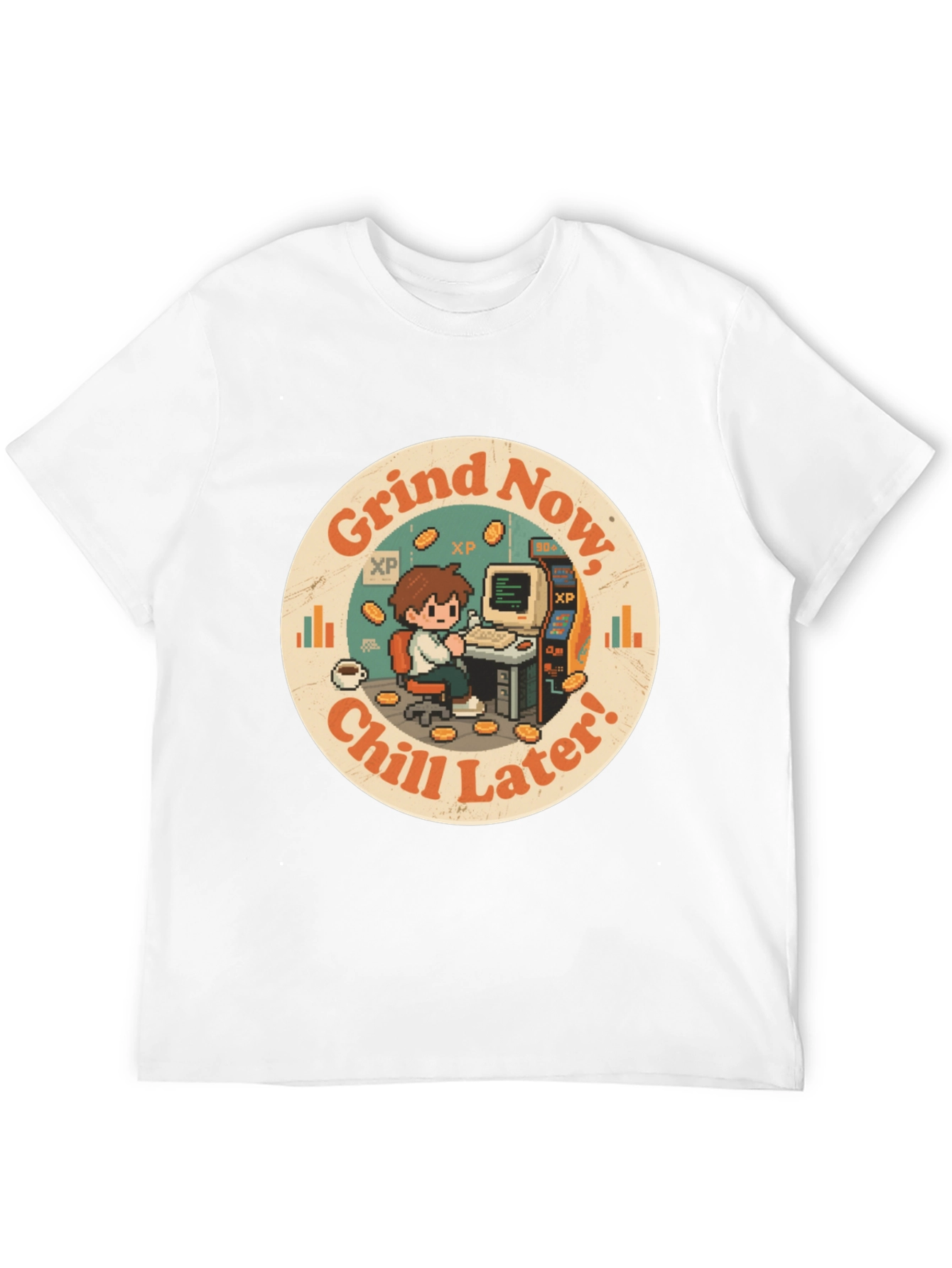 Black Grind Now, Chill Later T-Shirt - Gamer Style view 12
