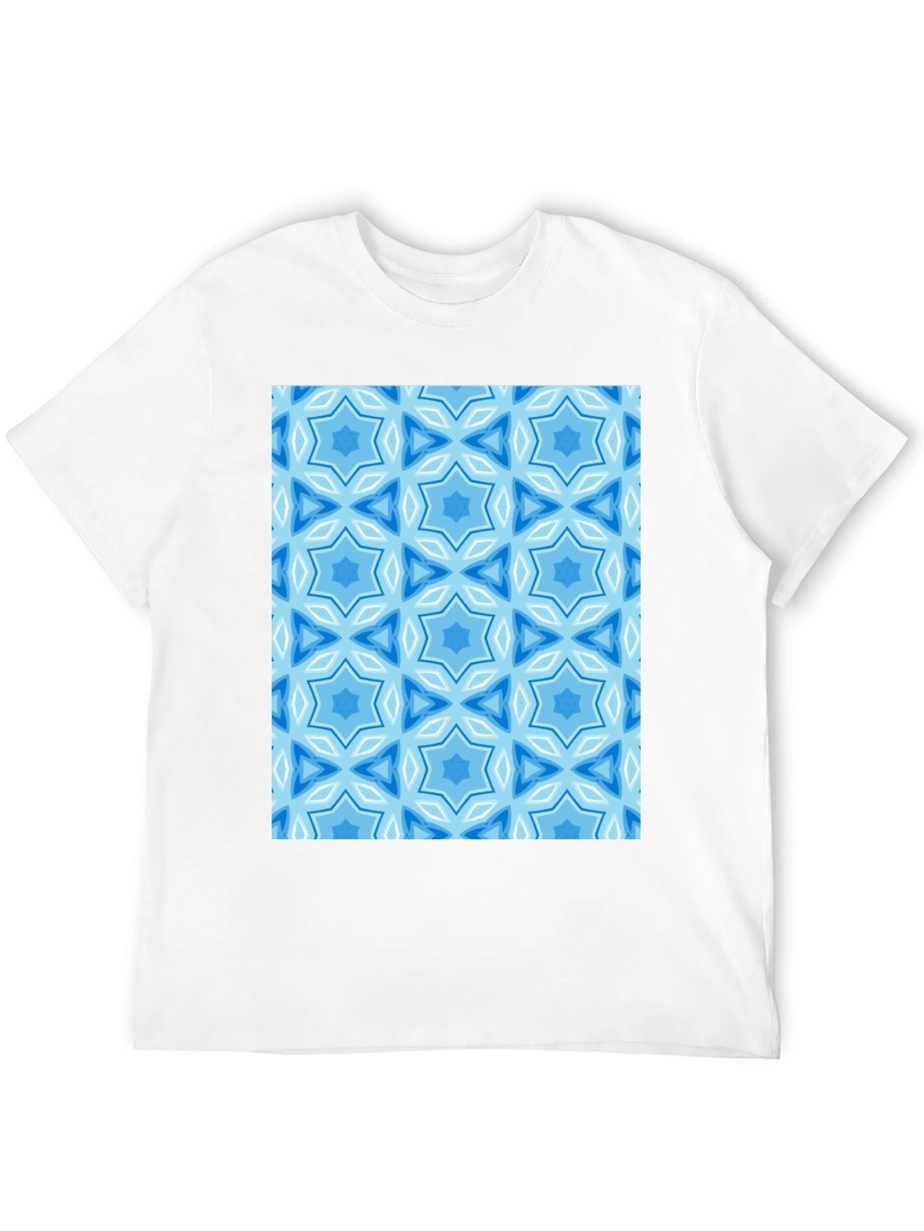 Black Blue Starburst Pattern Black T-Shirt view 12