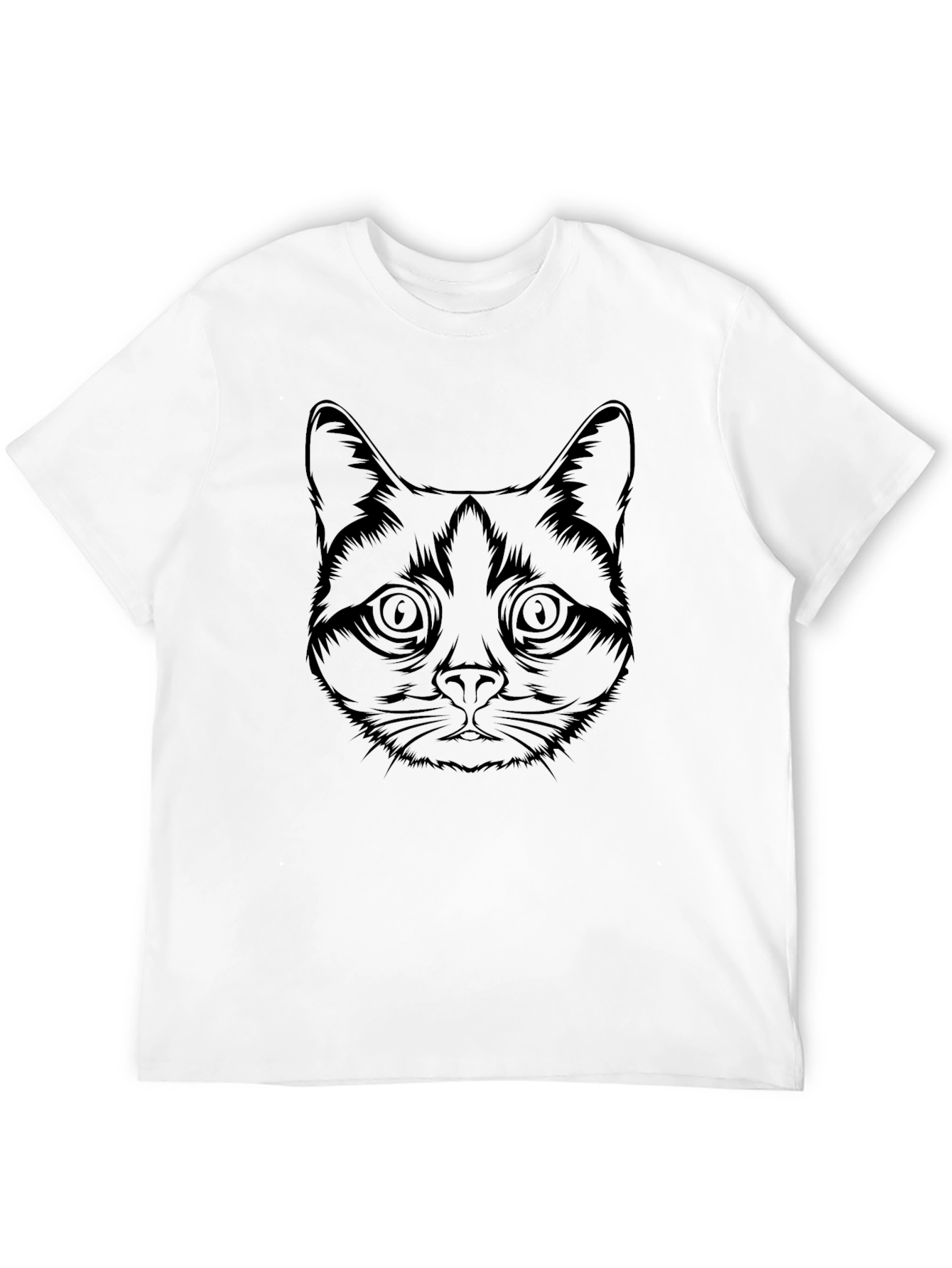 Black Men's Black Cat Face Graphic Tee view 12