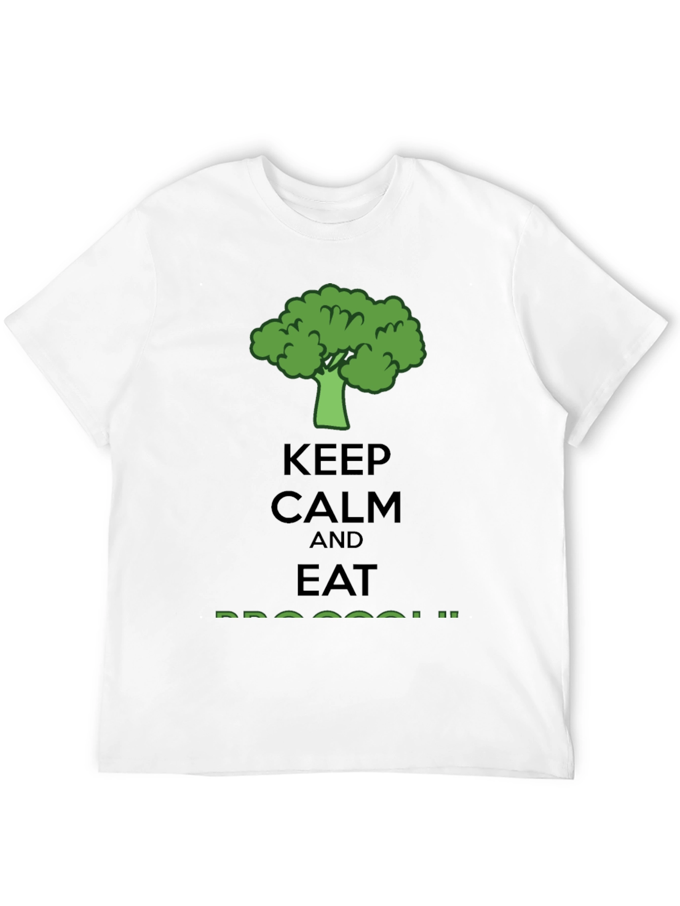 Black Keep Calm Eat Broccoli T-Shirt - Funny Vegan Tee view 12