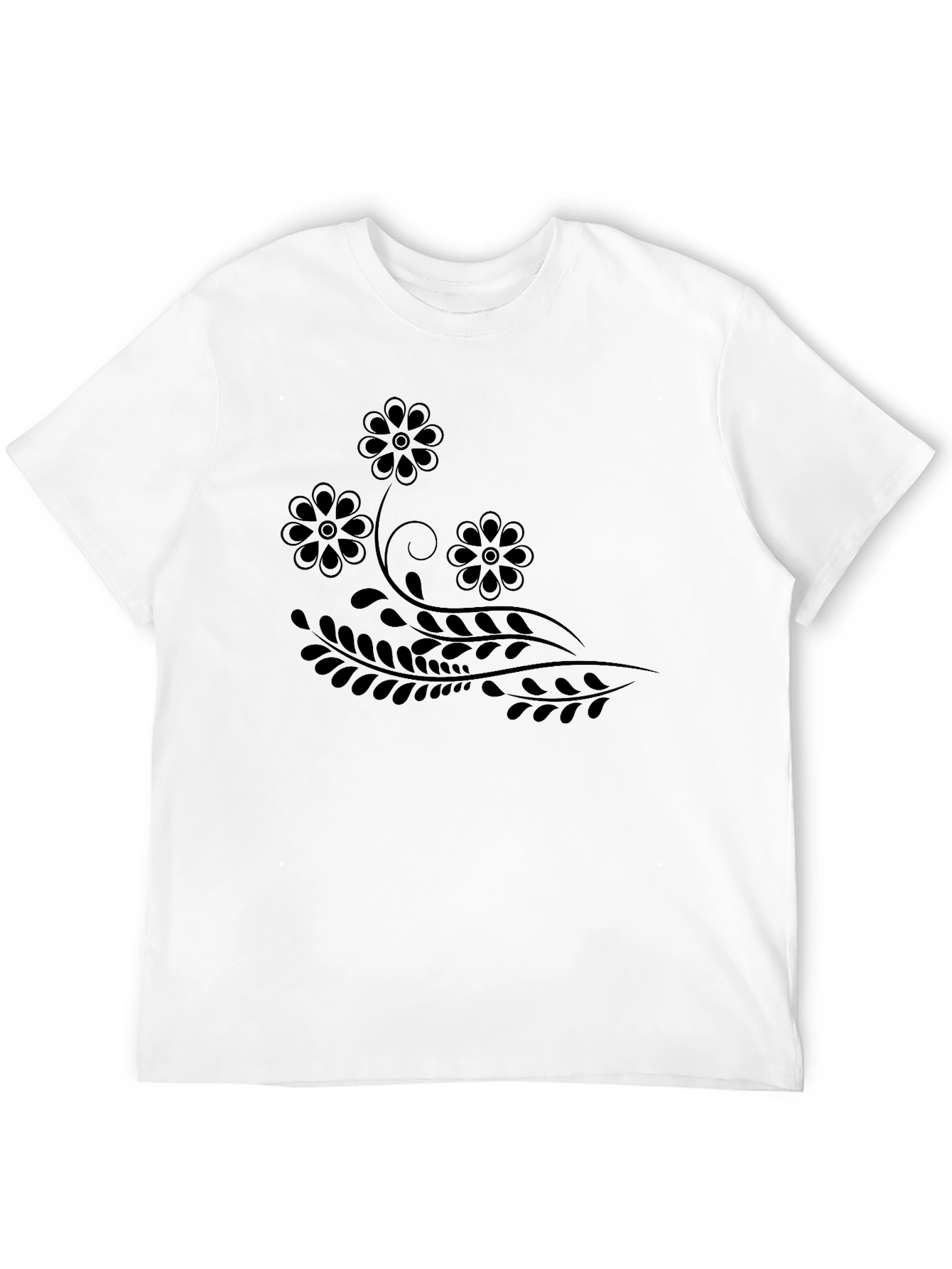 Black Floral Print Black T-Shirt view 12