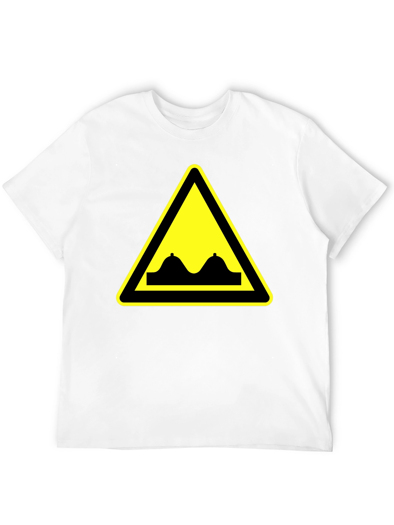 Black Funny Double Bump Warning Sign Black T-Shirt view 12