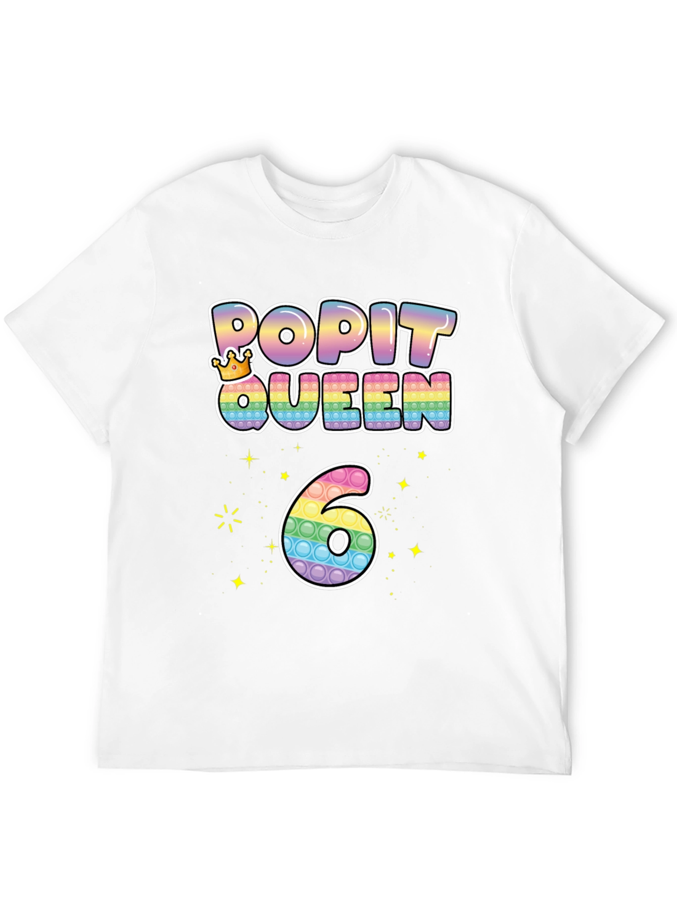 Black Pop It Queen 6th Birthday T-Shirt view 12