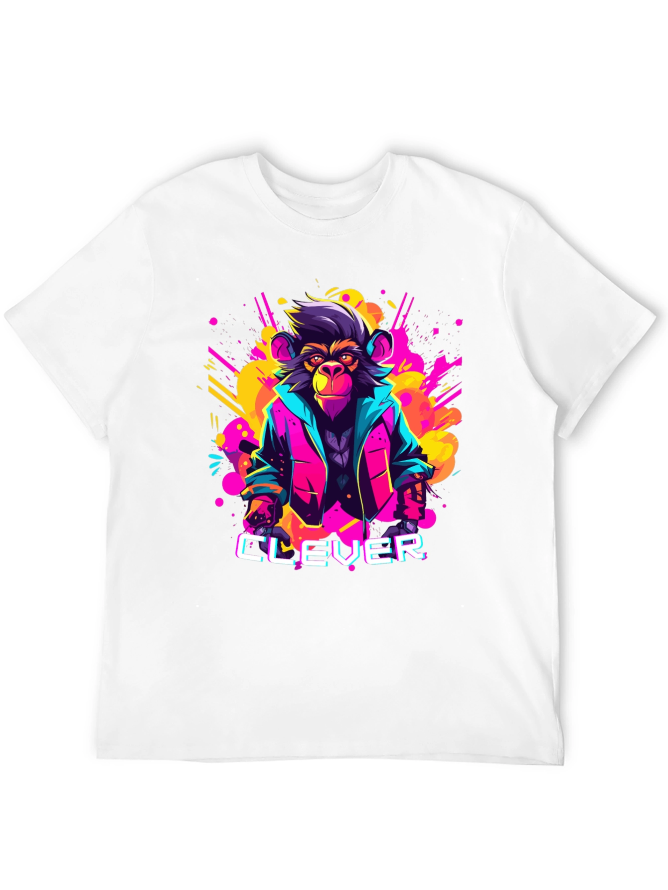 Black Clever Monkey Graphic Tee - Retro 80s Style view 12