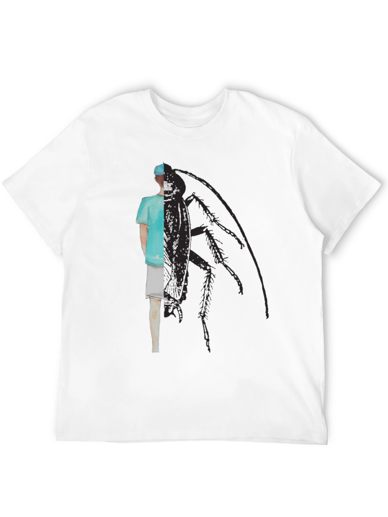 Black Surreal Surgeon Cockroach Graphic Tee - Black Cotton view 12