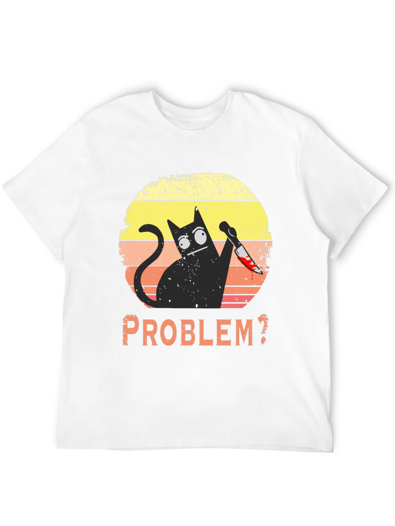 Black Problem Cat T-Shirt - Funny Graphic Tee view 12