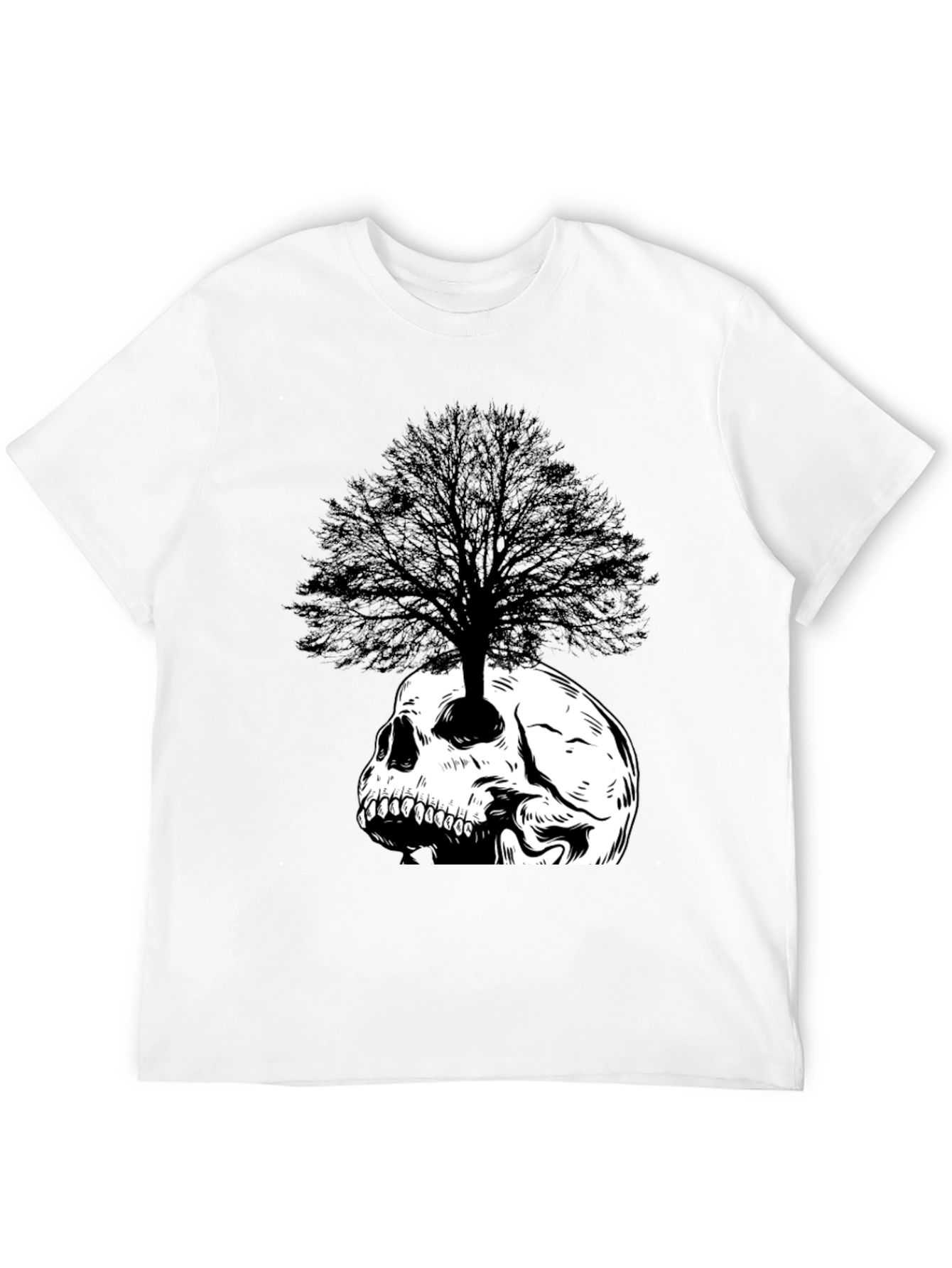 Black Skull Tree Graphic Tee - Black Cotton T-Shirt view 12