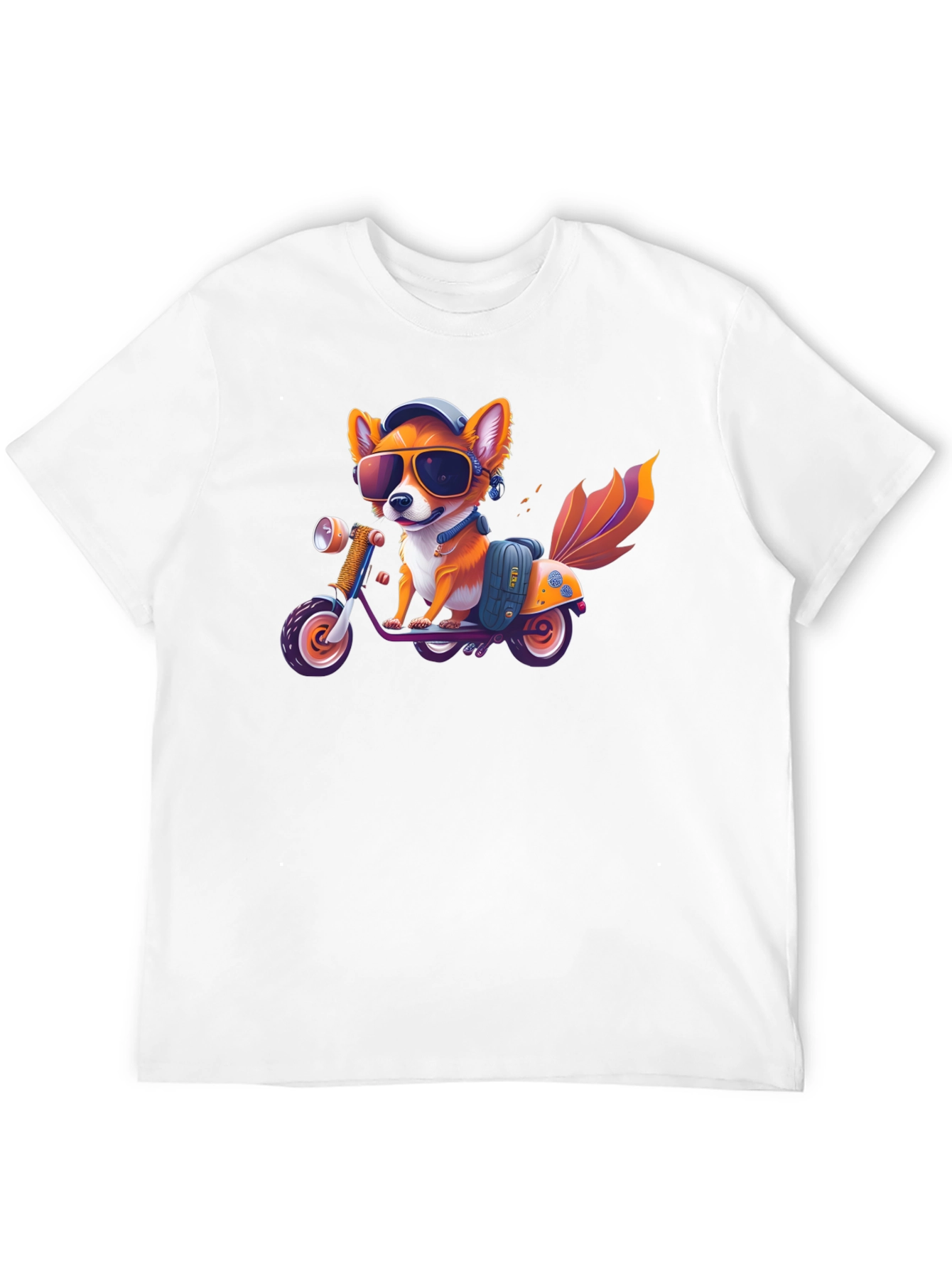 Black Cool Fox on Scooter Graphic T-Shirt view 12