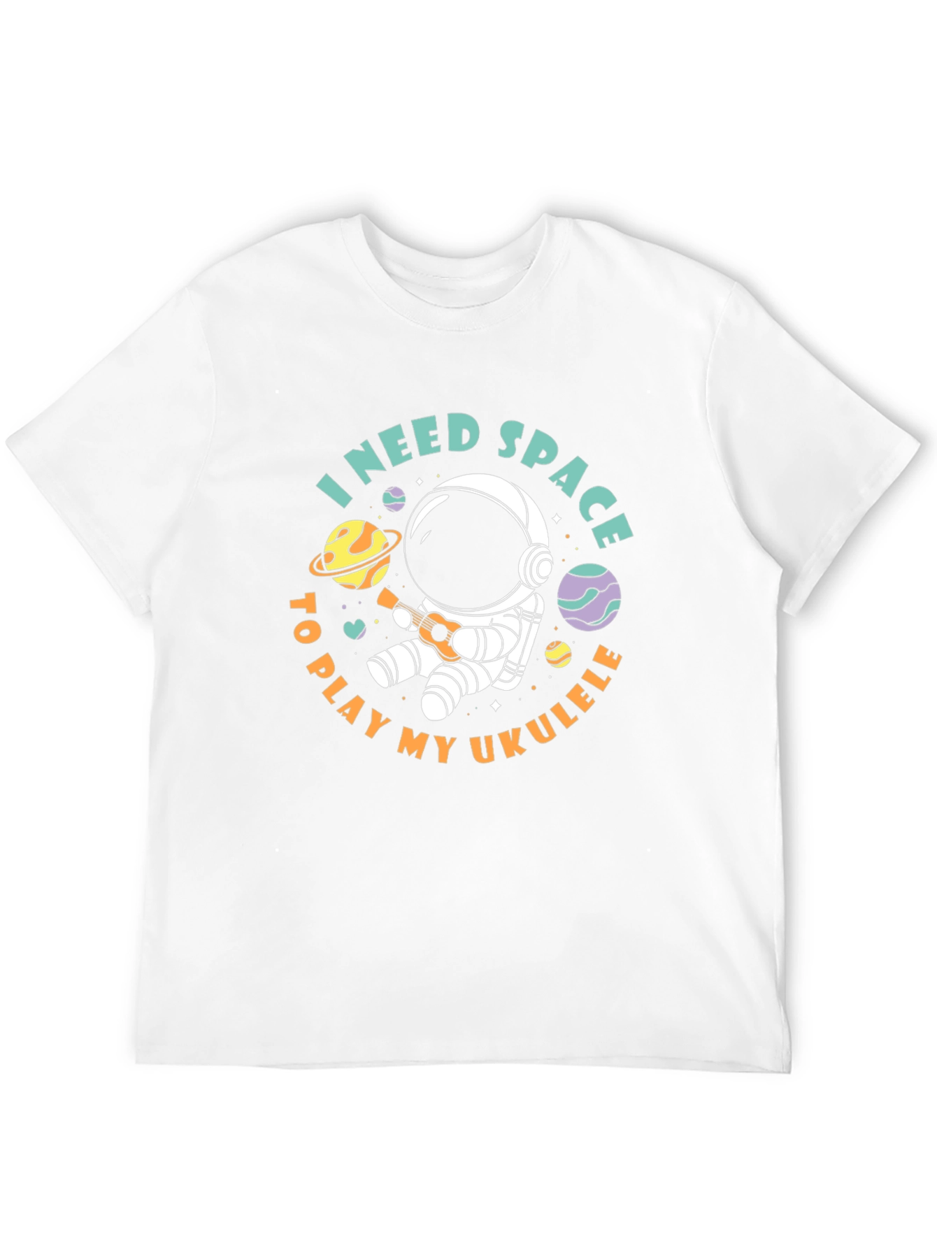 Black I Need Space to Play My Ukulele T-Shirt view 12