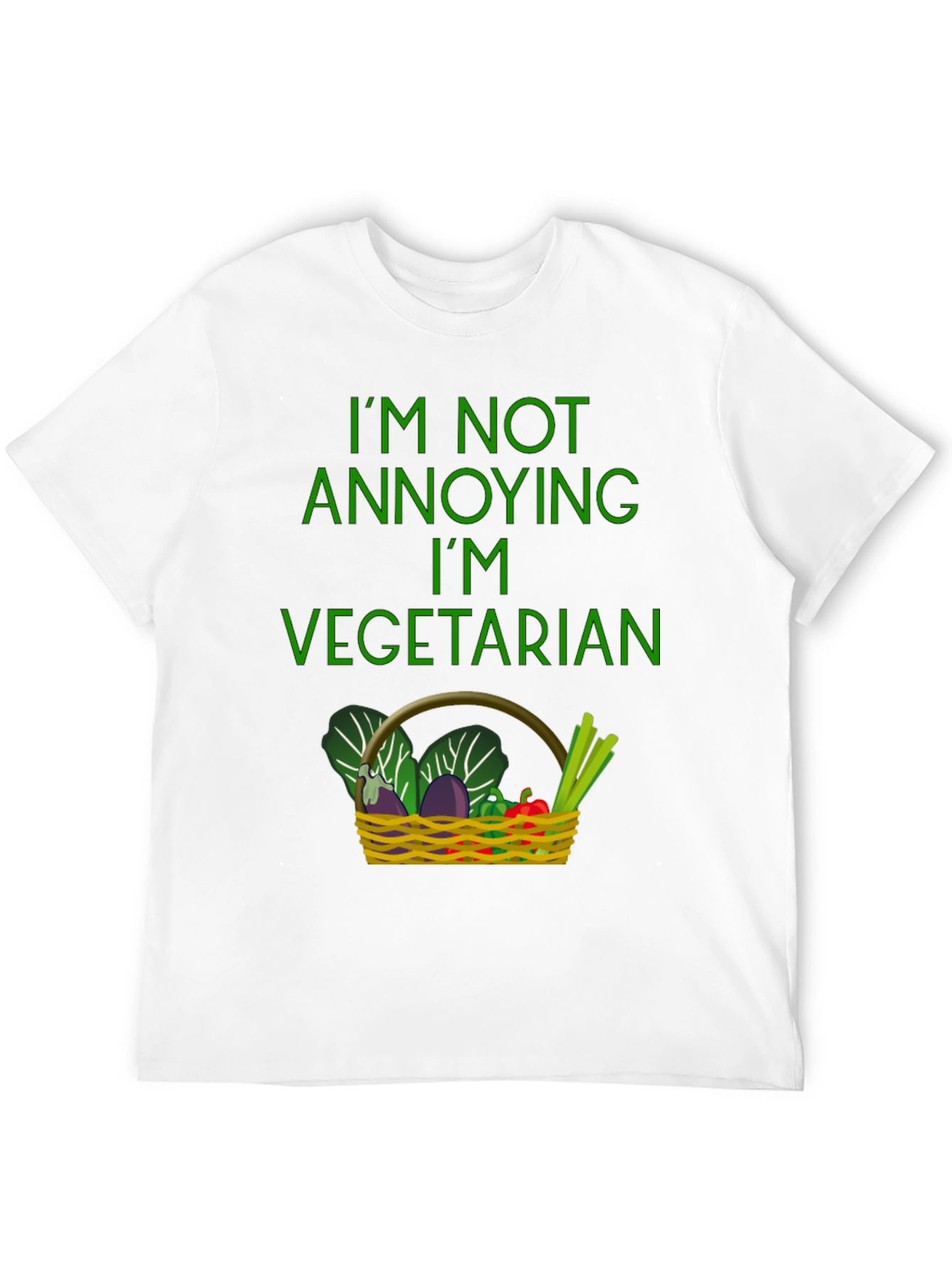 Black Funny Vegetarian T-Shirt - Basket of Veggies view 12
