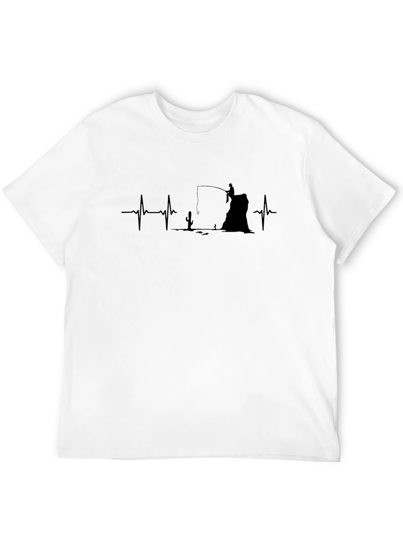 Black Fishing Heartbeat T-Shirt - Desert Angler view 12